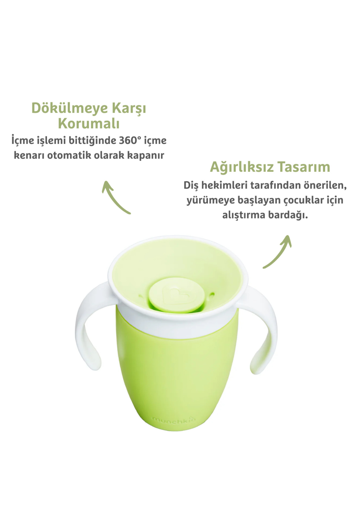 Munchkin Mucize 360° Alıştırma Bardağı, 6ay+, 207ml Yeşil 1 Adet fotoğrafı 2 (önizleme)