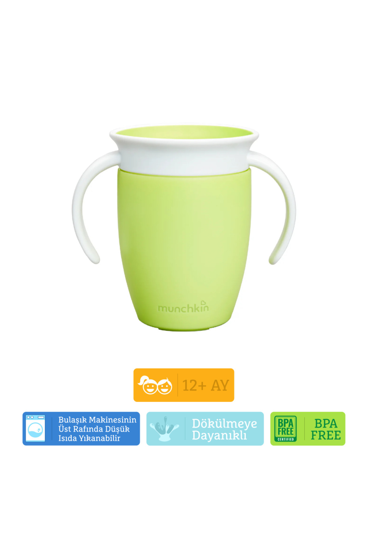 Munchkin Mucize 360° Alıştırma Bardağı, 6ay+, 207ml Yeşil 1 Adet fotoğrafı 5 (önizleme)