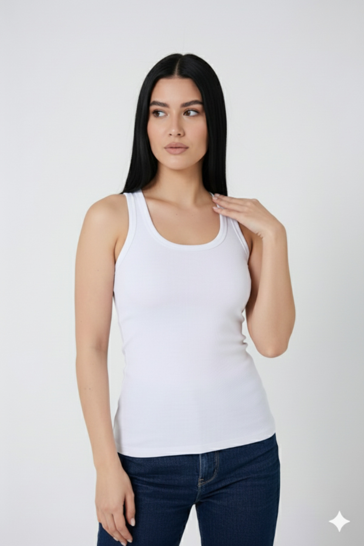 MrrMajestic  Kaşkorse 3 Lü Pk. Kadın Fitilli Görünümlü Kalın Askılı Basic Atlet - Görsel 4