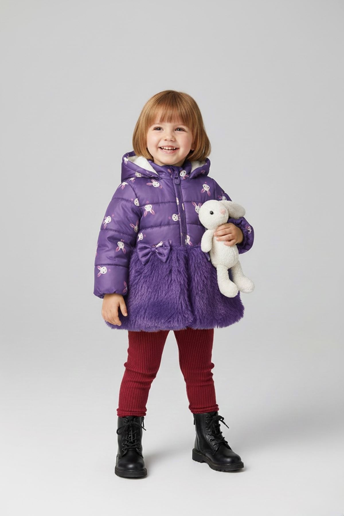 Minigimin Cicileri Miniğimin Cicileri ( 9-24 Ay / 2-5 Yaş) Tavşan Kulak Baskı İçi Welsoft Kaban Kız Bebek - Lila fotoğrafı 3 (önizleme)