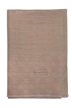 Vakko Pamuk İpek Monogram Şal 40752-Kum
