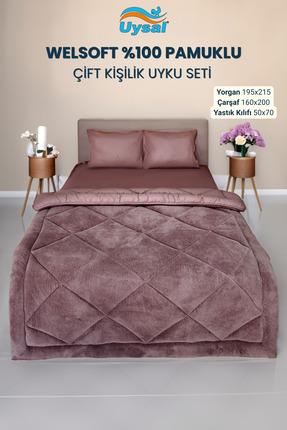 UYSAL WELSOFT AKFİL ÇİFT KİŞİLİK UYKU SETİ 195x215 GÜL KURUSU