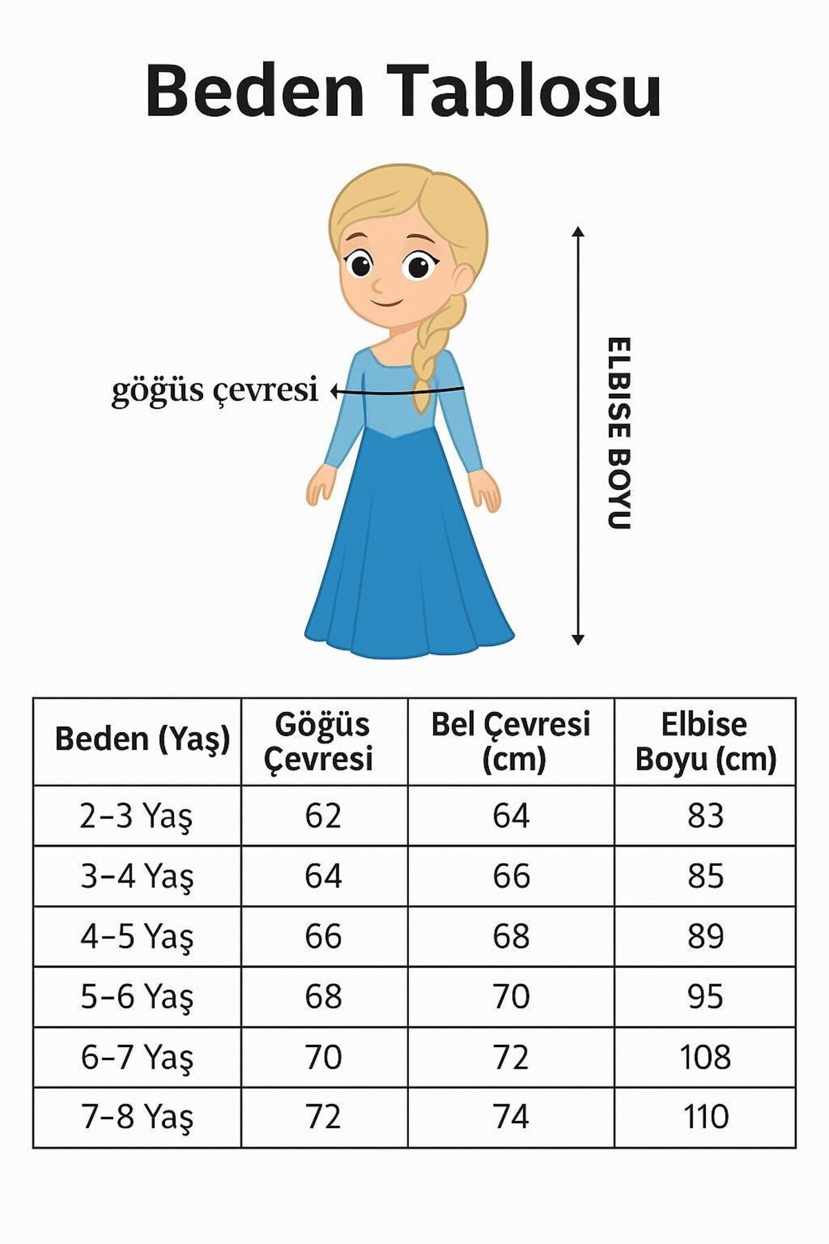 BUTİKHAPPYKİDS Frozen Elsa Kostümü Uzun Kollu Kız Çocuk Prenses Elbisesi Taç+Asa+Eldiven Hediyeli fotoğrafı 2 (önizleme)