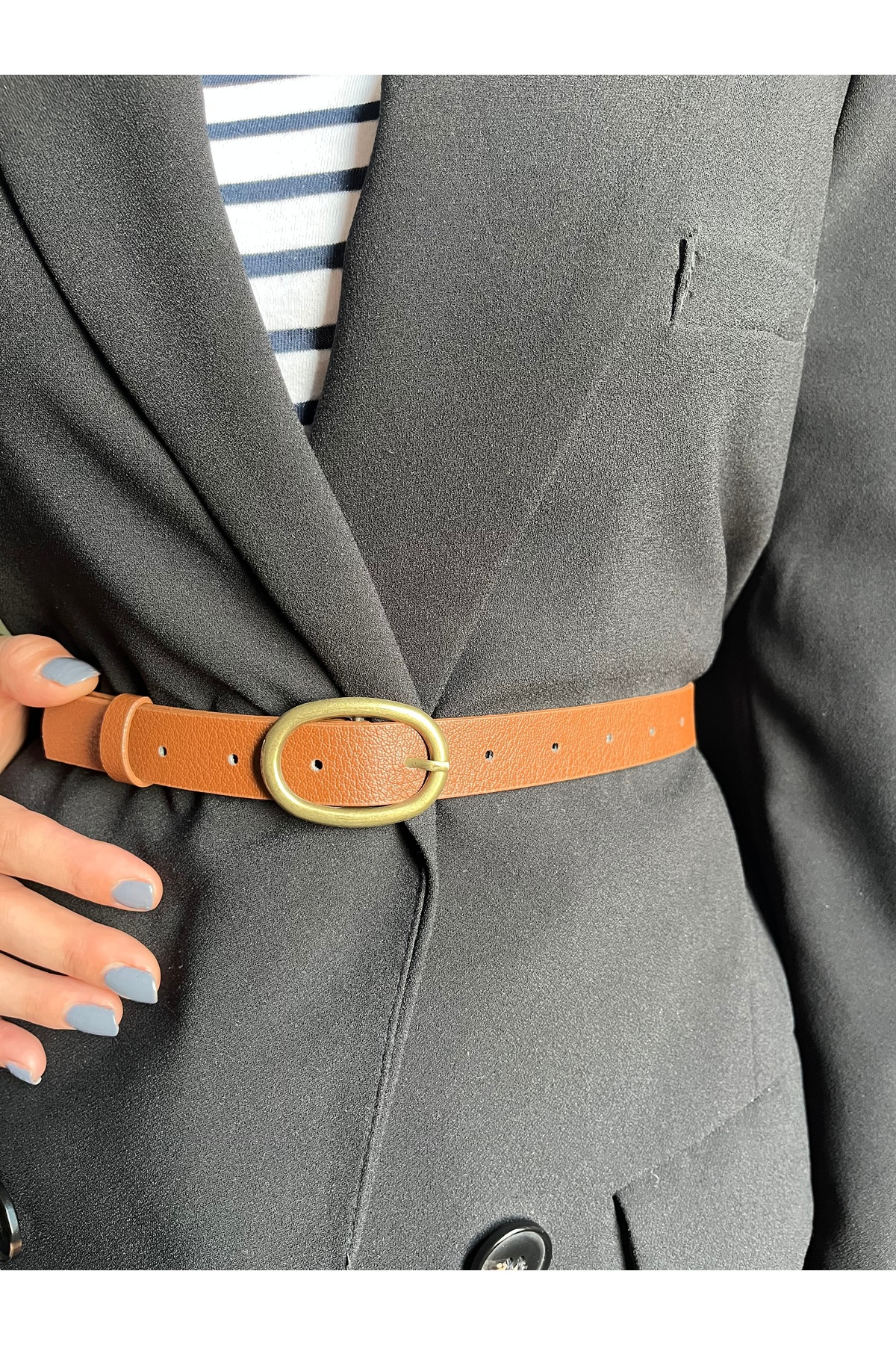 Desire Ring Pattern Faux Leather Women Antique Antique Buckle Belt Jacket Belt Dress Pants Belt