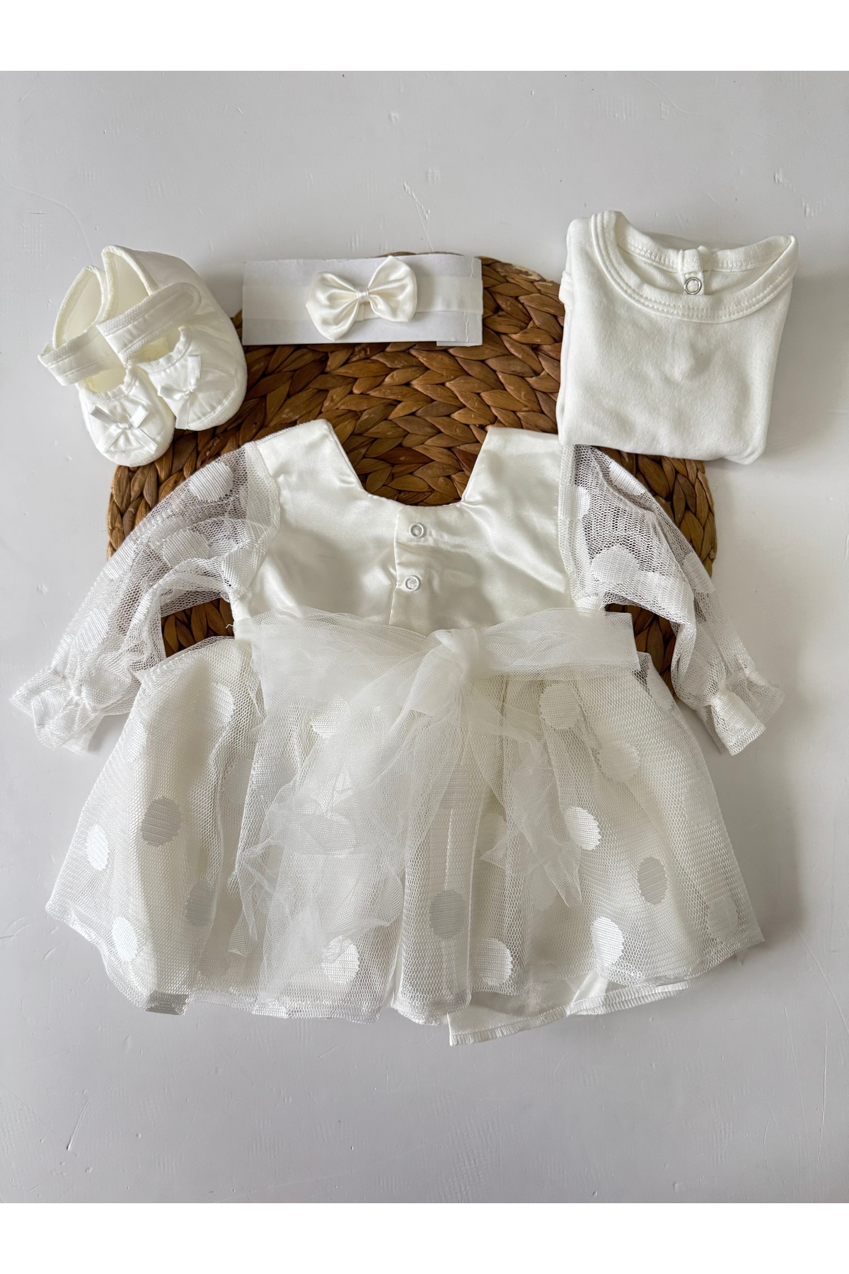 PİLEKİ BABY ( 4 Parça ) 0 3 Ay Yenidoğan Bebek Mevlüt Elbisesi Bayramlık Düğün Özel Gün Elbisesi fotoğrafı 6 (önizleme)