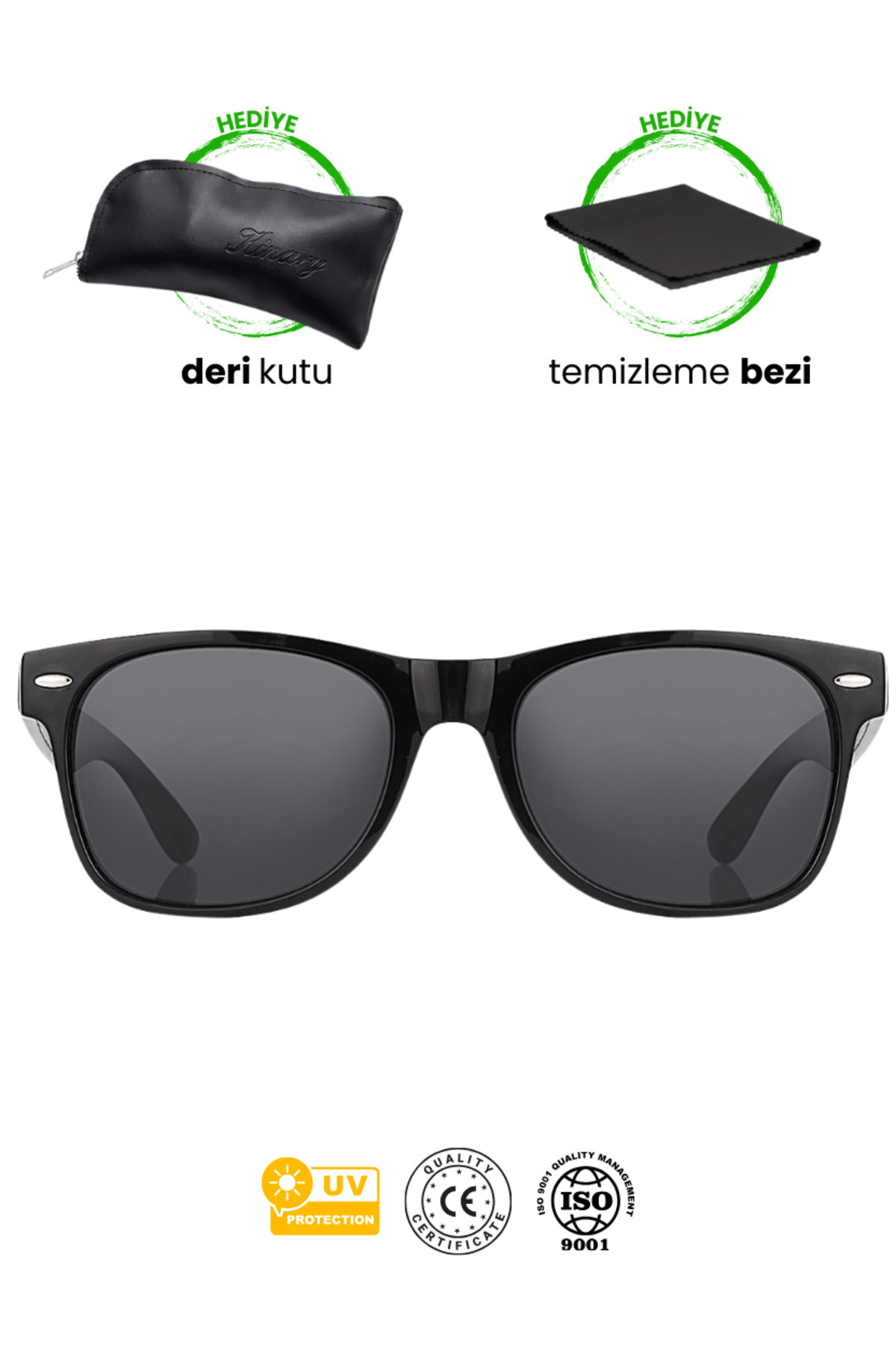 Kinary  WayFarer Siyah Güneş Gözlüğü UV400 Unisex - Görsel 3
