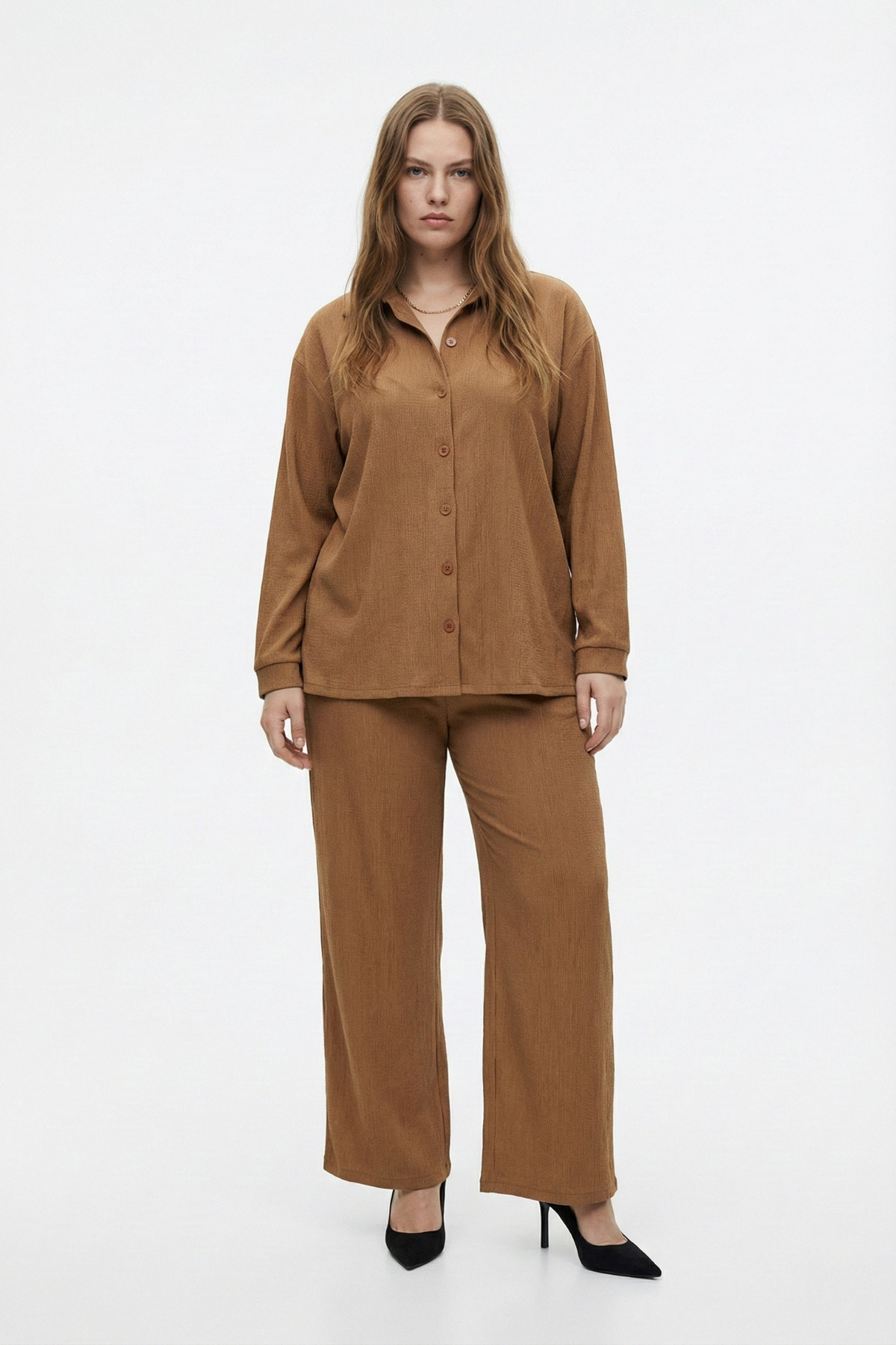 Genel Markalar Bürümcük Gömlek Yaka Düğmeli Alt Üst Takım Tesettüre Uygun 2XL 6XL