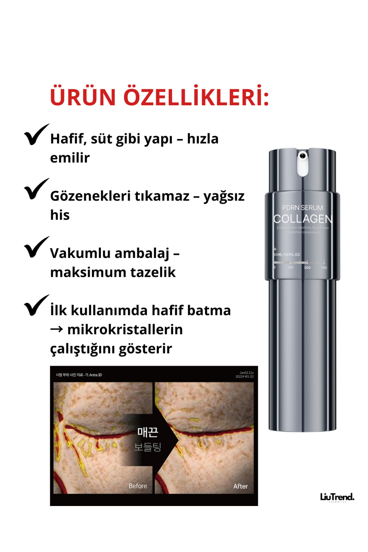 300 Collagen Pdrn Elasticity Serum 30 ml Pdrn, Mikroiğneler Ve Kolajen Içeren Güçlendirici Serum — SU012 — تصویر 4 از 7