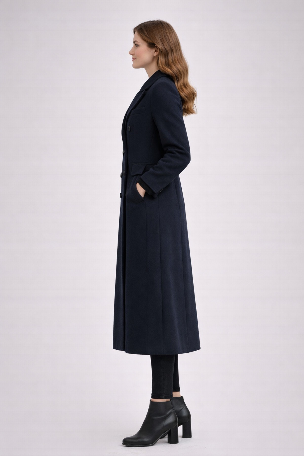 ONLY  ONLVICKY WOOL COAT Yün Karışımlı Kruvaze Yaka Düğme Kapamalı Kapak Cepli Astarlı Tek Yırtmaçlı Kaban - Görsel 3