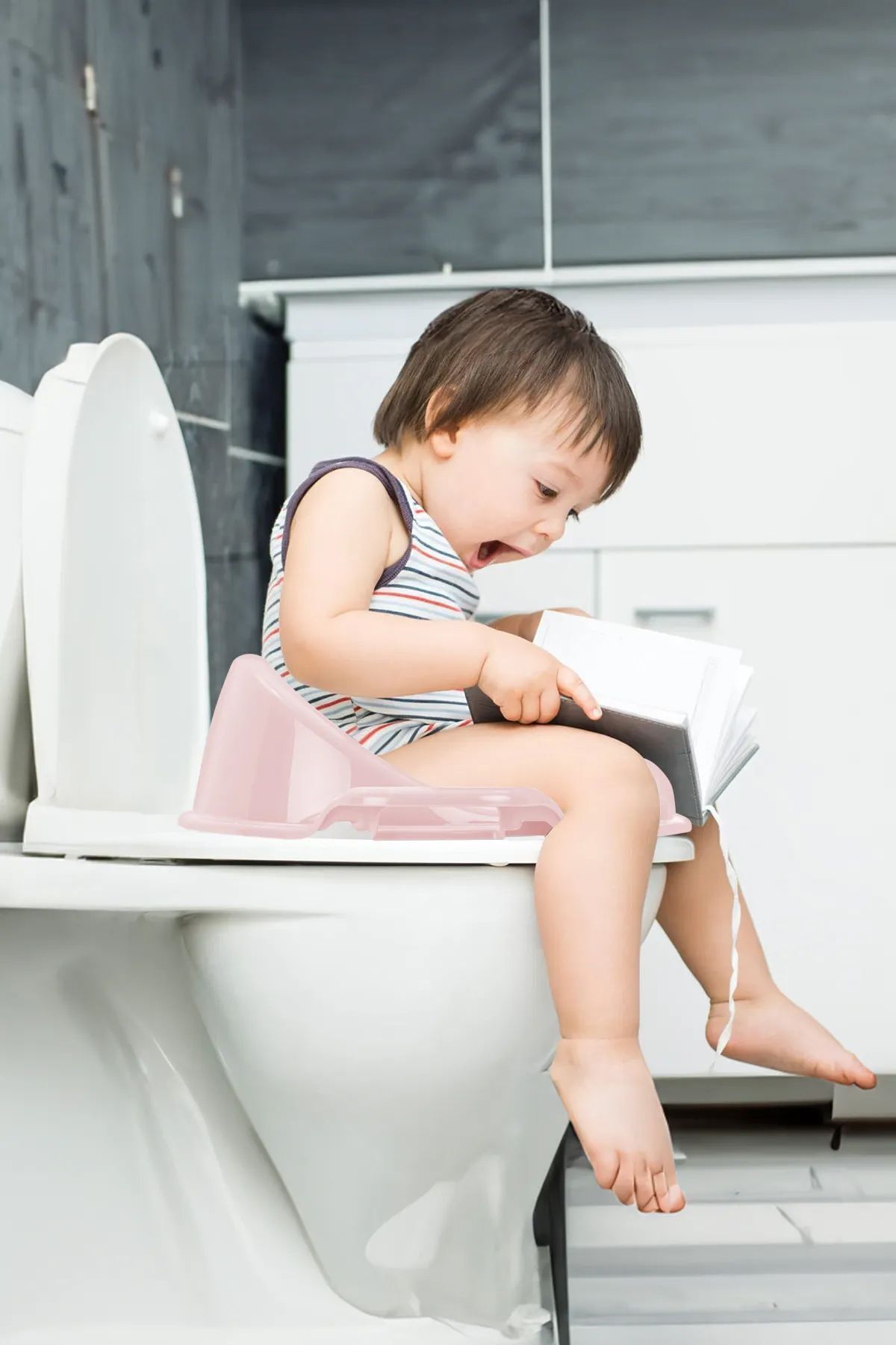 Meleni Baby Çocuklar Için Tuvalet Eğitim Seti- Kaydırmaz Katlı Basamak Ve Kulplu Klozet Adaptörü Pembe fotoğrafı 7 (önizleme)