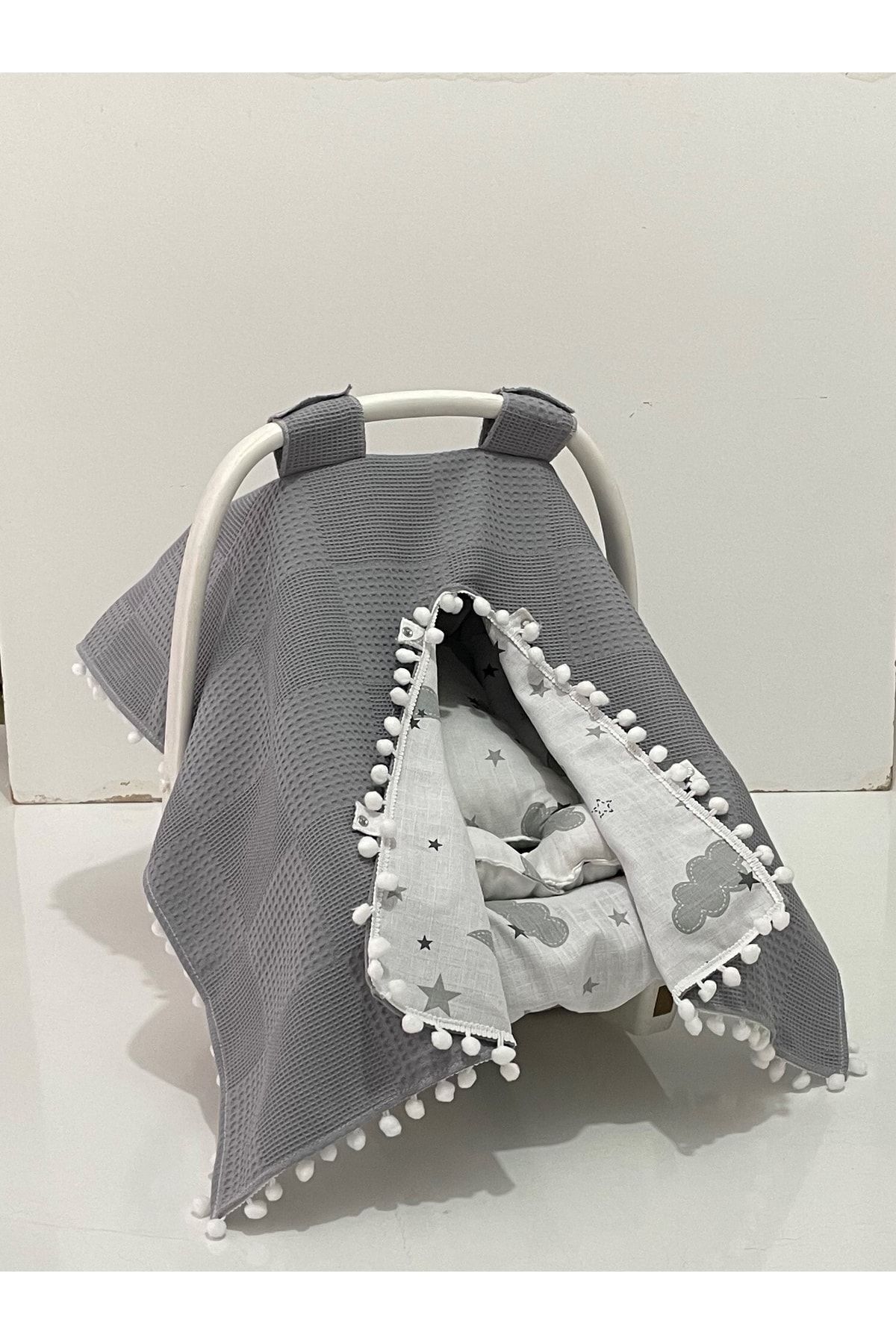 Babycitytr %100 Pamuk Müslin Kumaş Çift Taraflı Puset Anakucağı Örtüsü fotoğrafı 2 (önizleme)