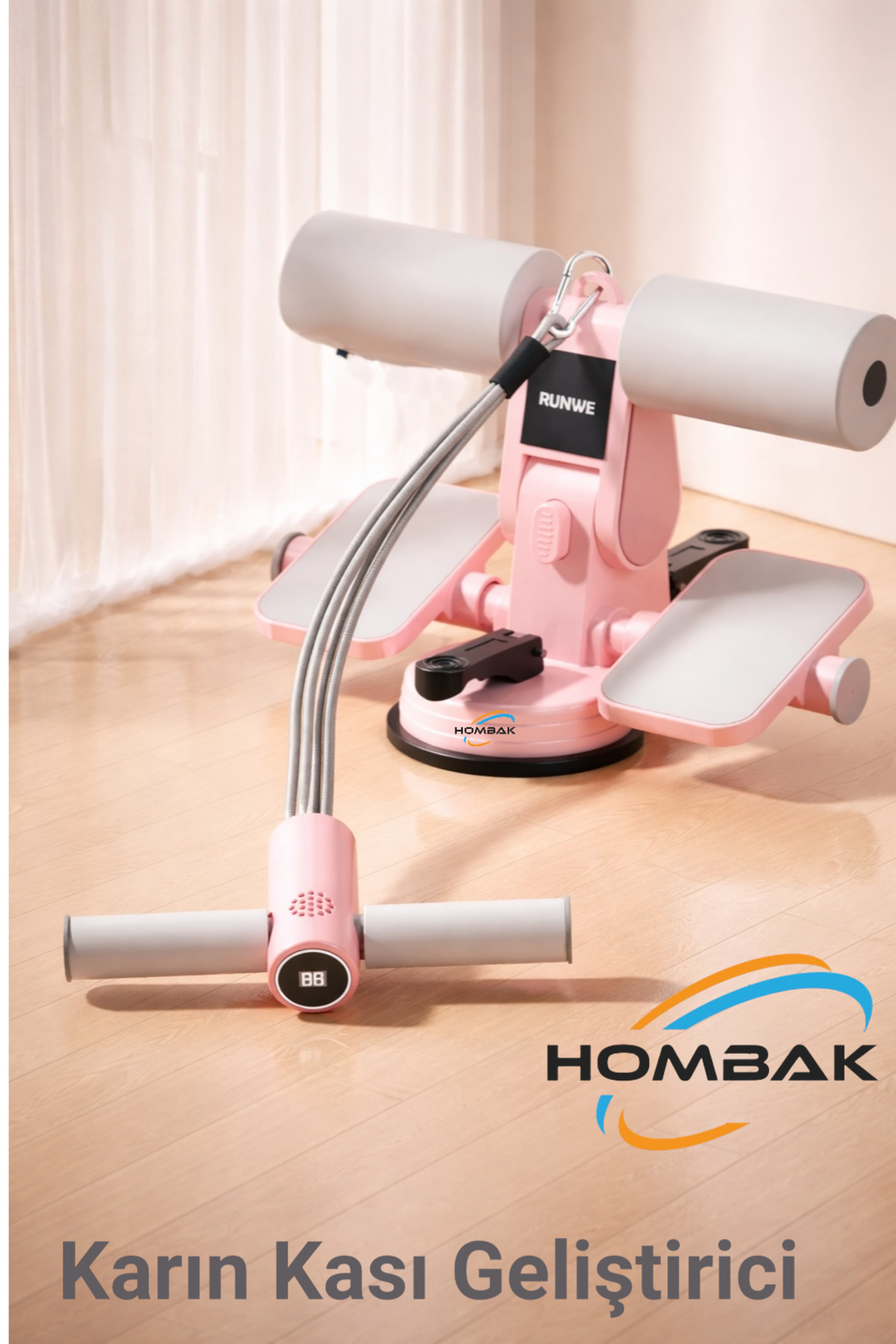 Hombak Çift Vantuzlu Sayaçlı Mekik Çekme Spor Aleti Karın Egzersizi Evde Spor Egzersiz Mekik Aleti