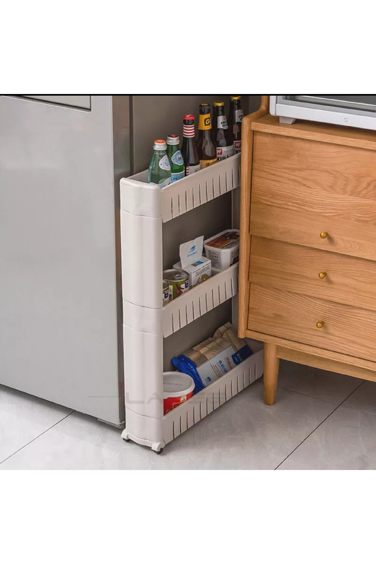 منظم ارفف للمساحات الضيقه رف متعدد الأغراض بأربع طبقات أبيض 97 × 54 سم