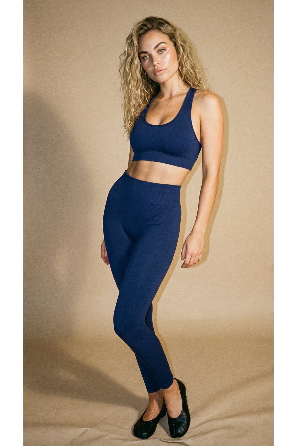 SESEH  Lacivert Toparlayıcı (Push Up) Dikişsiz Seamless Scrunch Büzgülü Yüksek Bel Spor Tayt | Vita - Görsel 3