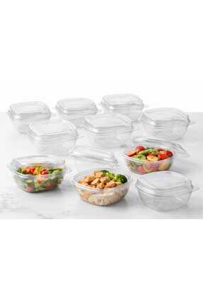 RUBİKAP Kapaklı Plastik Kare Yemek Kabı Şeffaf – Tek Kullanımlık – 12 Adet