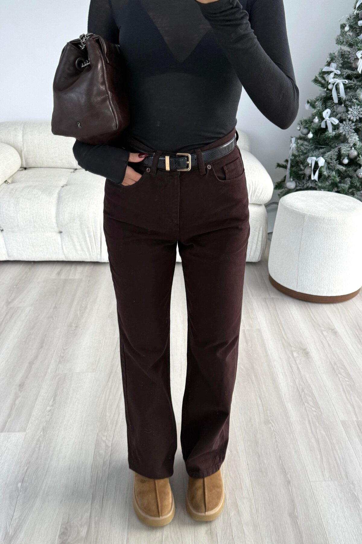 MADAMMERY  Acı Kahverengi Straight Fit Jean ZrMuadil - Görsel 2