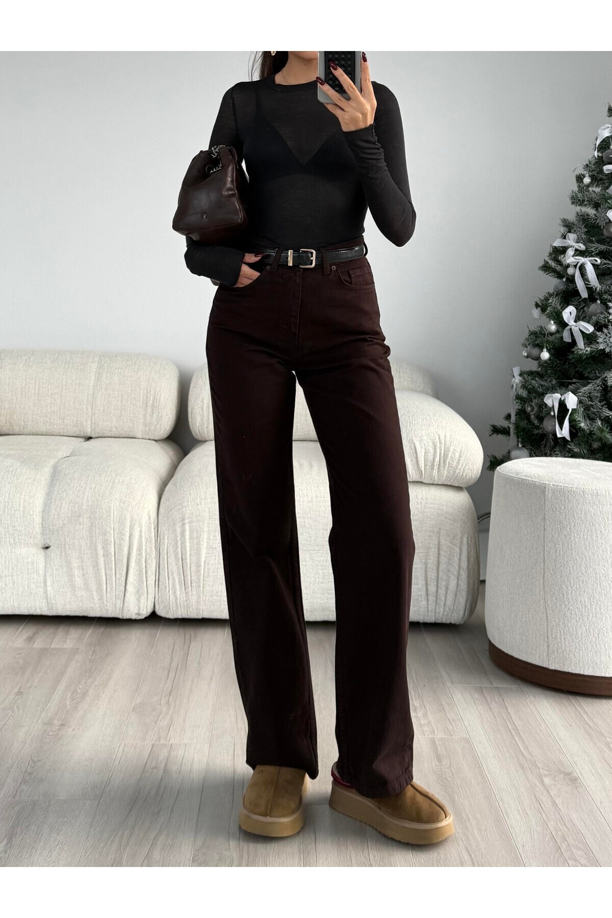 MADAMMERY  Acı Kahverengi Straight Fit Jean ZrMuadil