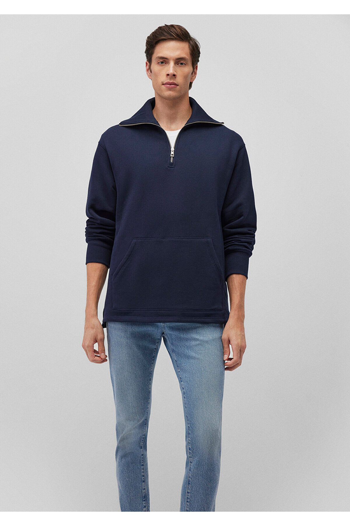 سویشرت  yarim-fermuarli-sweatshirt-koyu-lacivert