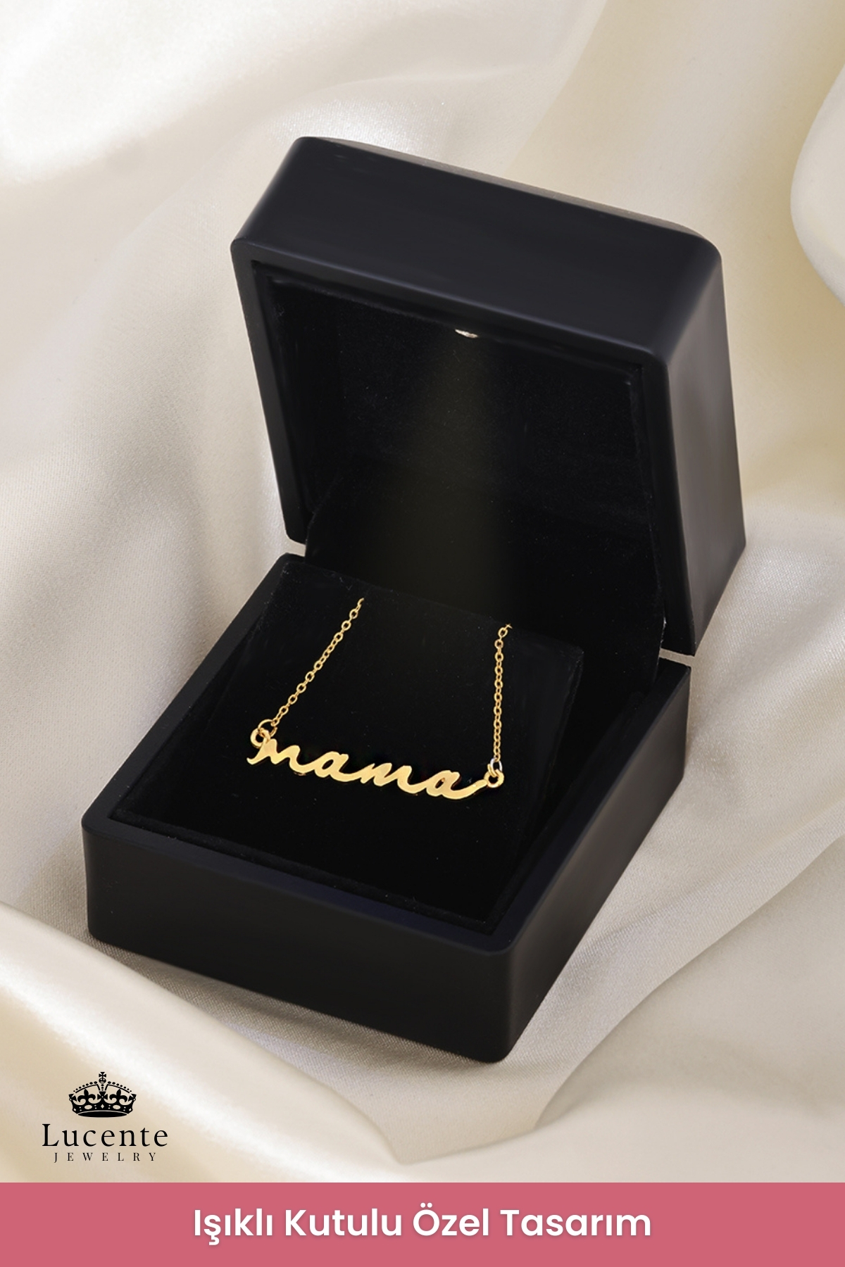 Lucente Jewellery Işıklı Hediye Kutulu 925 Ayar Luxury Serisi Mama / Anne Yazılı Özel Model Gümüş Anneler Günü Hediyesi İçin 45 Cm Zincirli Anneye Hediye Anneler İçin Özel Tasarım Küpe Hediyeli Şık ve Zarif Kolye görsel 7