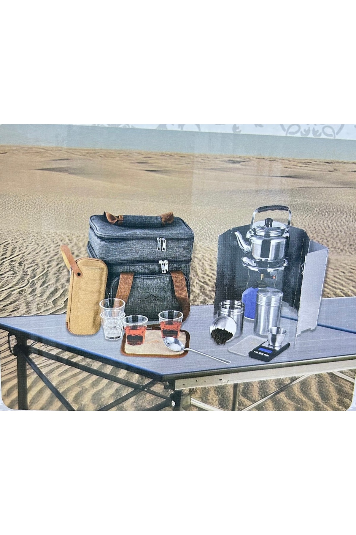 طقم شاي عائلي للسفر والتخييم، حقيبة تخييم كاملة للقهوة والشاي، CM-43003