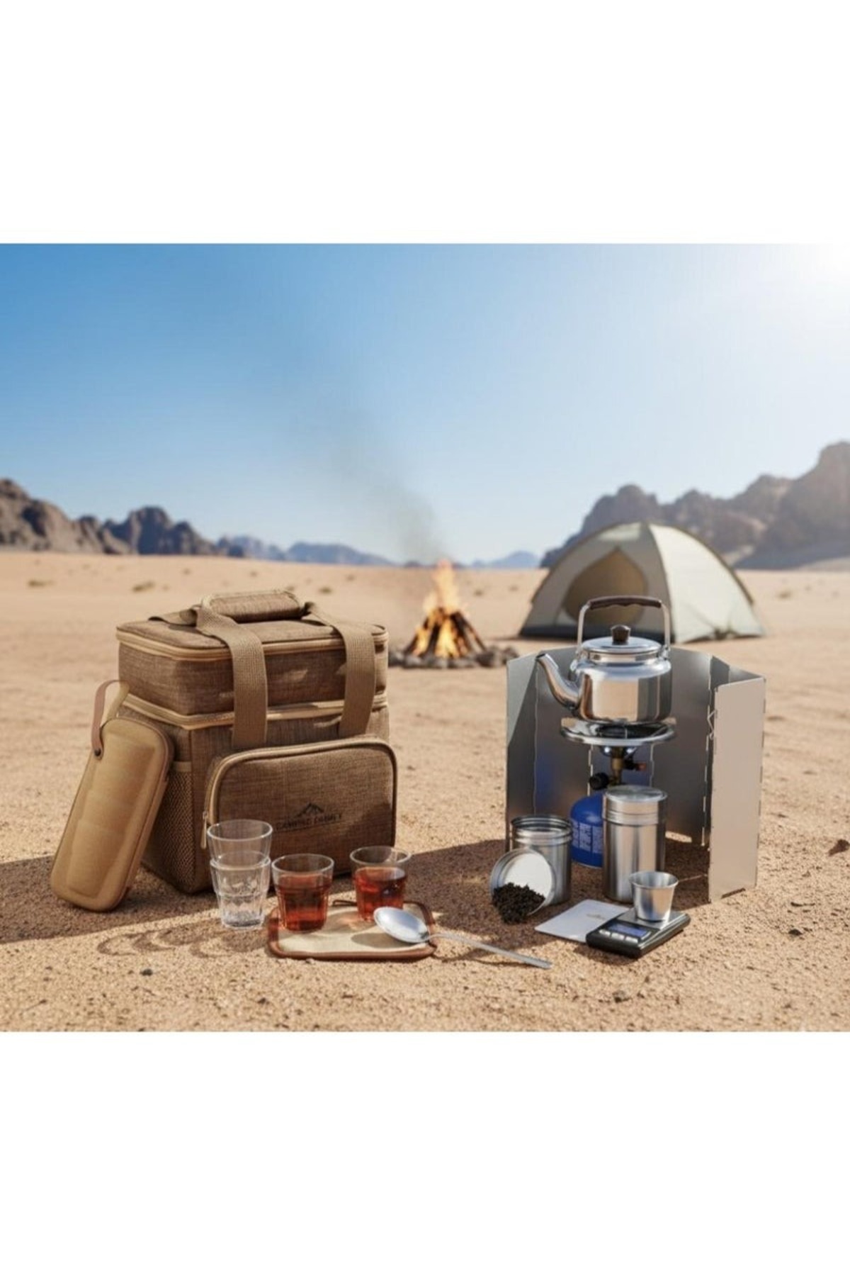 طقم شاي عائلي للسفر والتخييم، حقيبة تخييم كاملة للقهوة والشاي، CM-43003