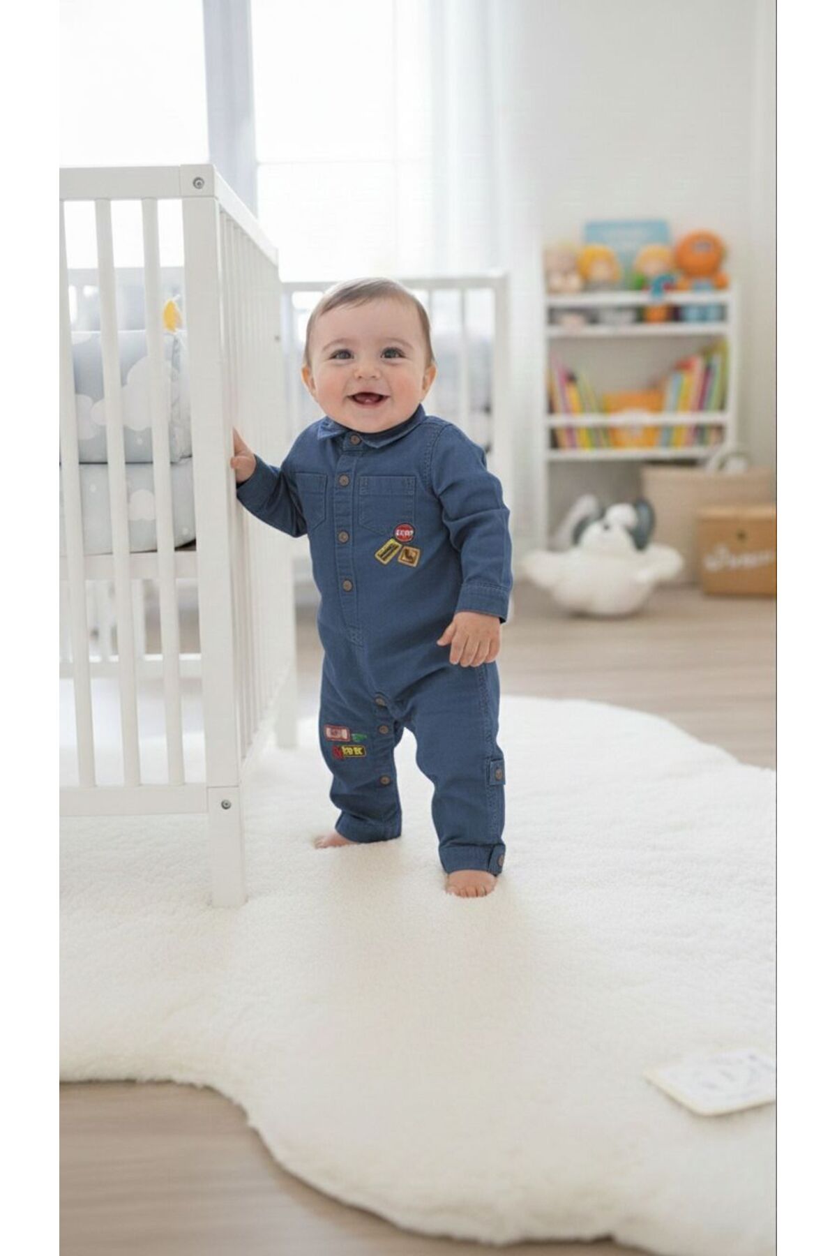 Babydola Jean Kumaş Unisex Bayramlık Bebek Uzun Tulum 12324 fotoğrafı 2 (önizleme)