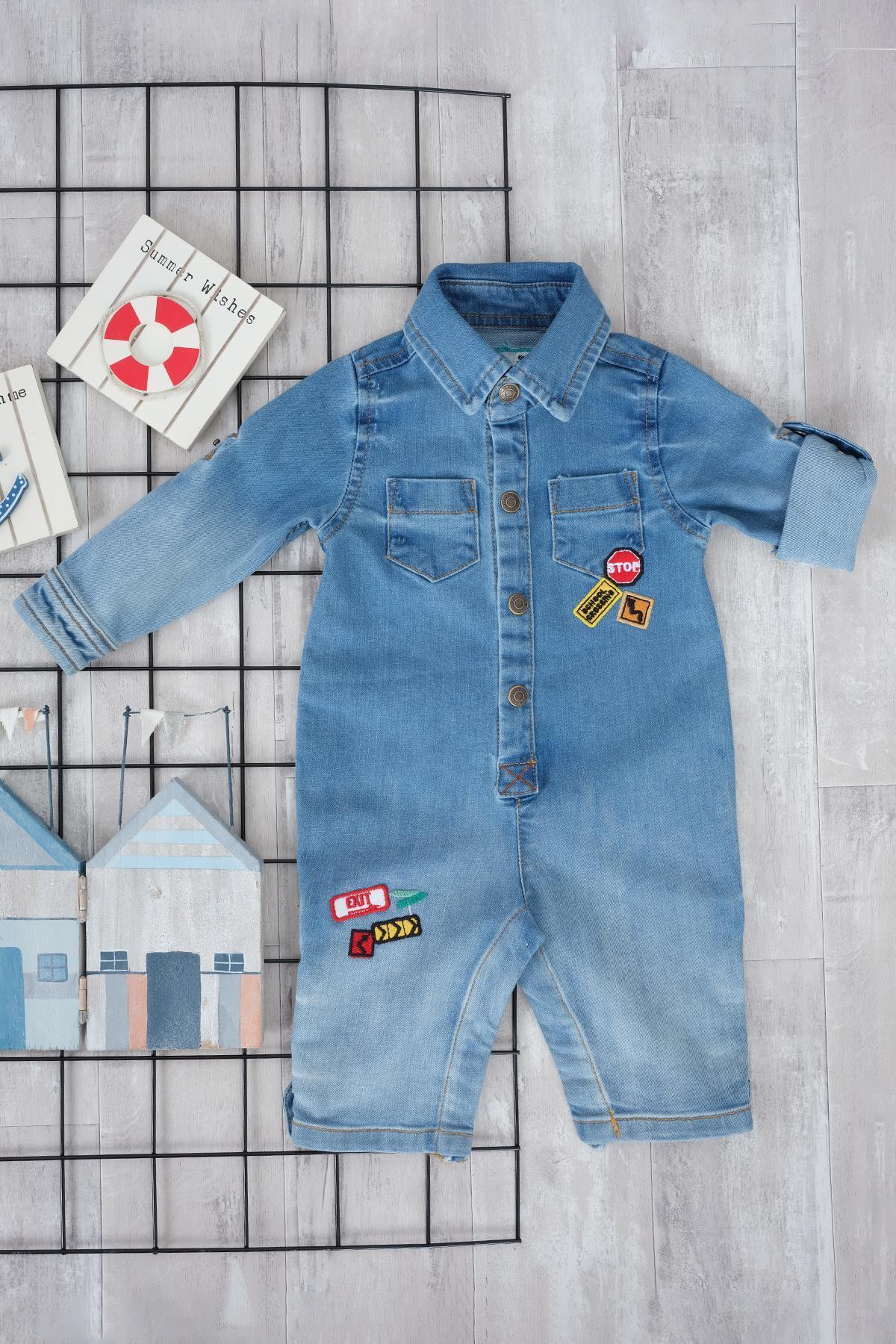 Babydola Jean Kumaş Unisex Bayramlık Bebek Uzun Tulum 12324 fotoğrafı 7 (önizleme)