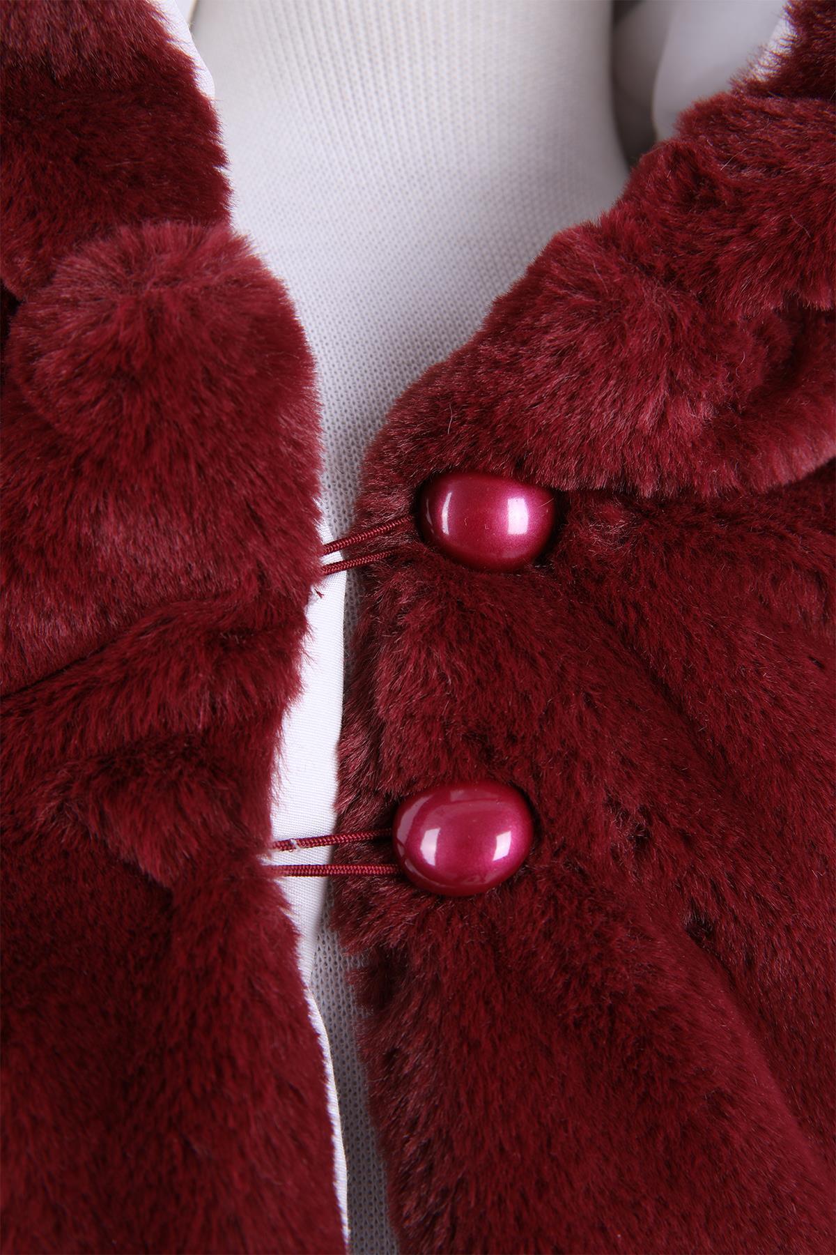 Babyhola Kız Bebek Çocuk Pamuk Astarlı Külah Kapüşonlu Peluş Kaban Kışlık 13622 fotoğrafı 3 (önizleme)