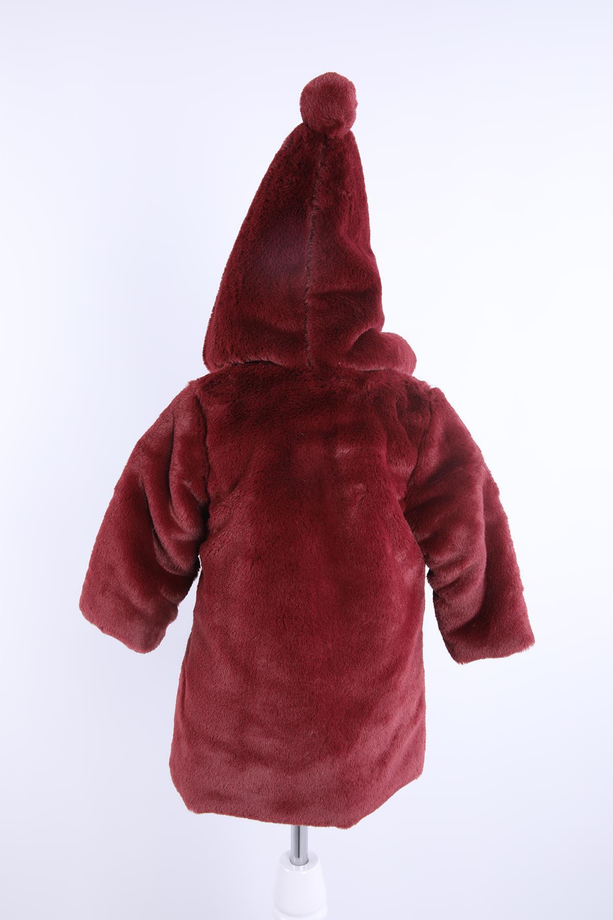 Babyhola Kız Bebek Çocuk Pamuk Astarlı Külah Kapüşonlu Peluş Kaban Kışlık 13622 fotoğrafı 4 (önizleme)