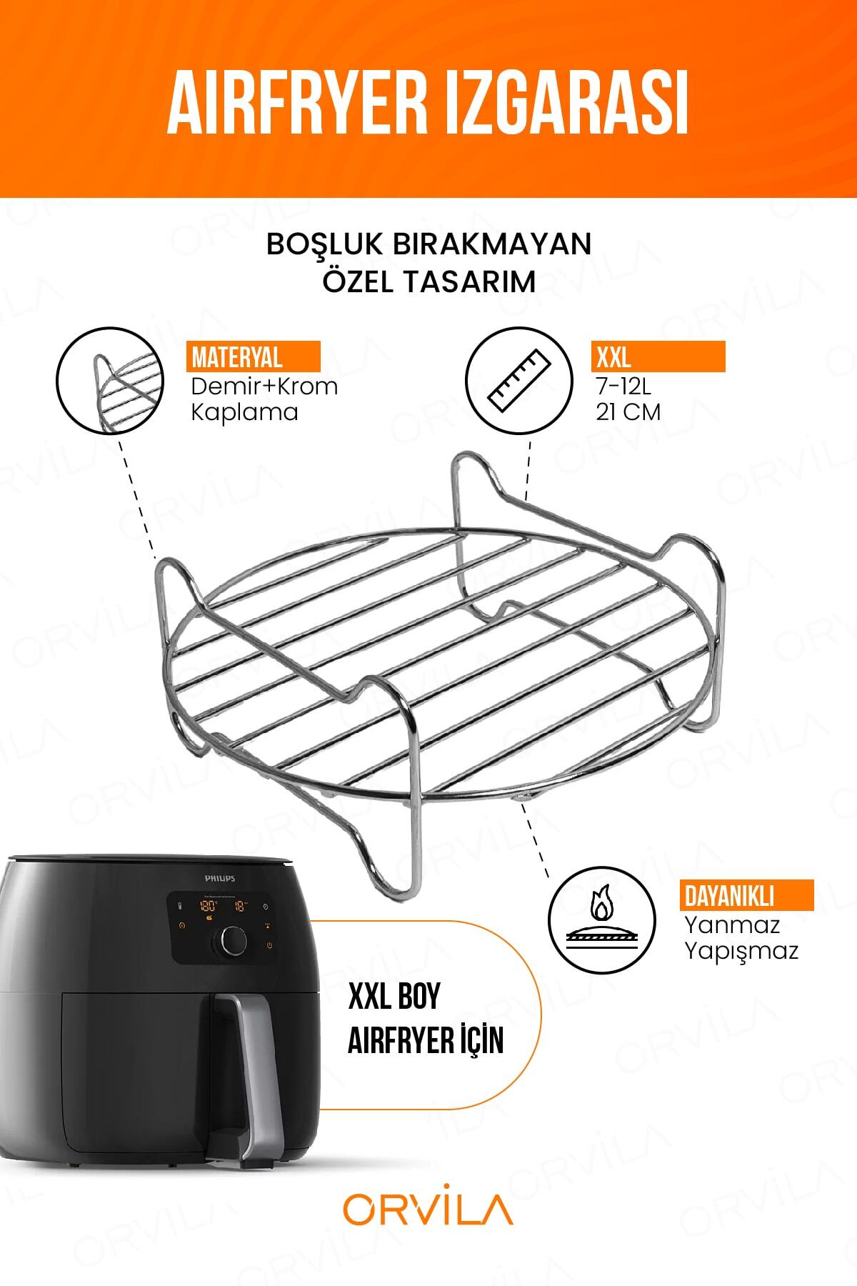 Orvila Airfryer Izgara Teli | Fritöz Metal Aksesuarı Xxl