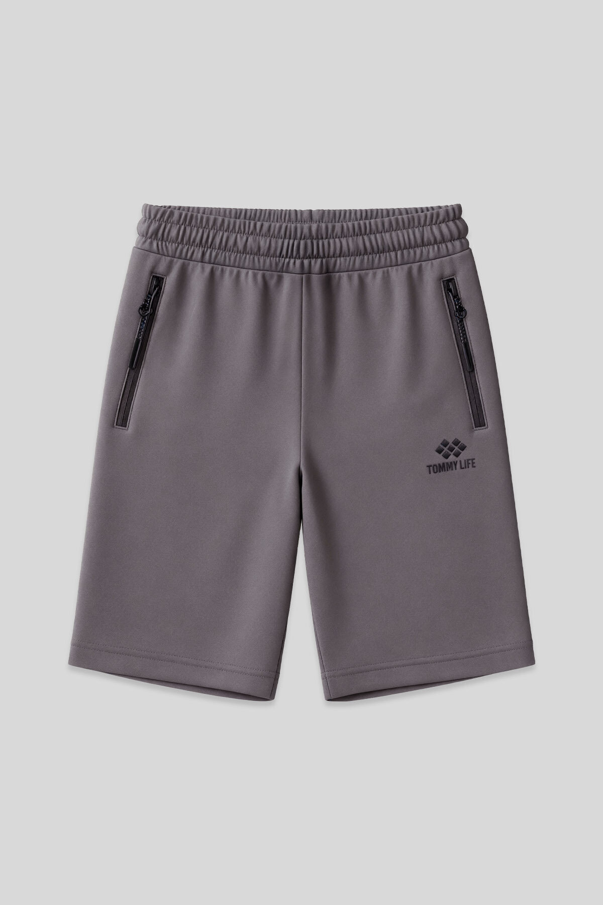 Dark Gray Hidden Zipper Back Pocket Lace-up Standard Fit Men's Shorts - 81136