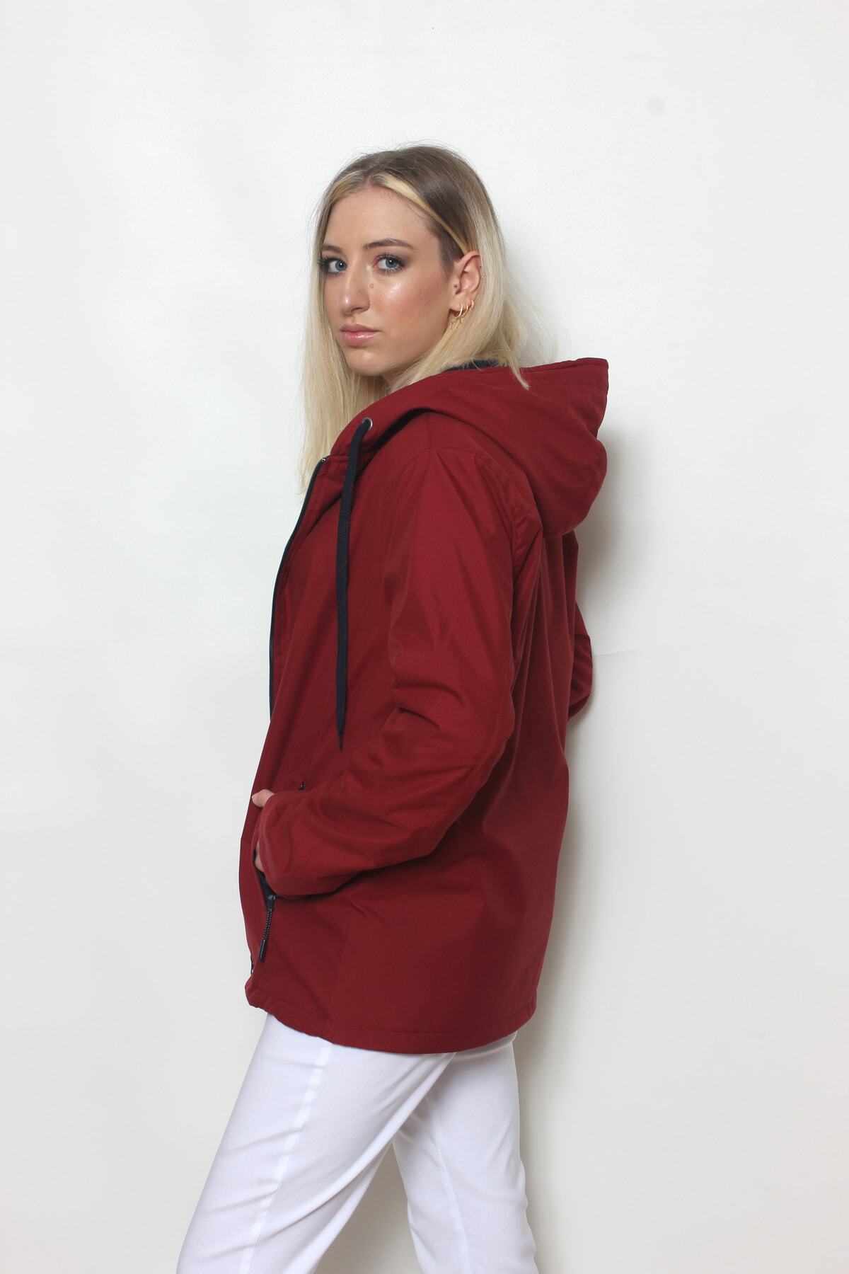 Cottoncool  Kadın Bordo Içi Polar Mont - Görsel 6