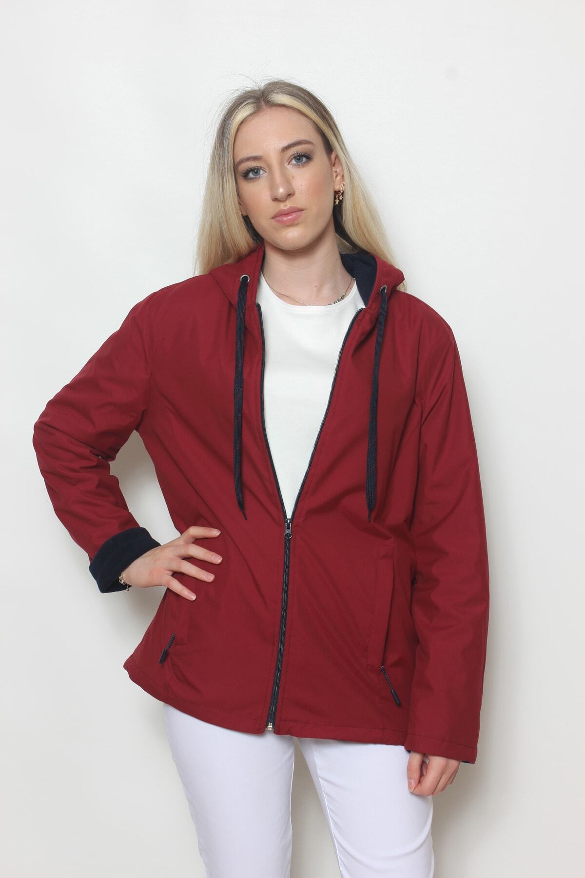 Cottoncool  Kadın Bordo Içi Polar Mont - Görsel 3