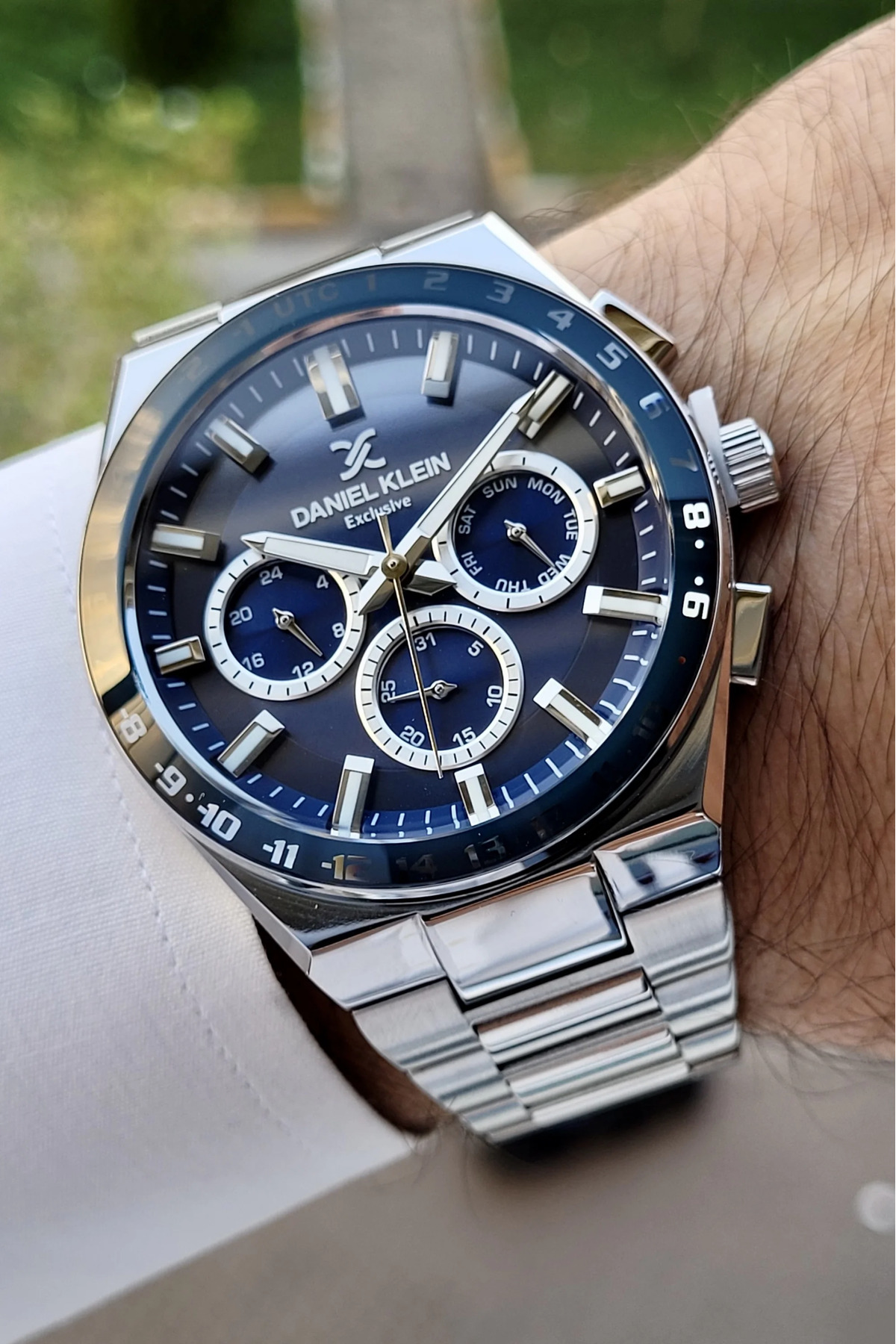 ساعت مچی مردانه فعال با صفحه آبی نیروی دریایی، بند نقره‌ای رنگ، نشانگرهای داخلی، مدل Dkiste778