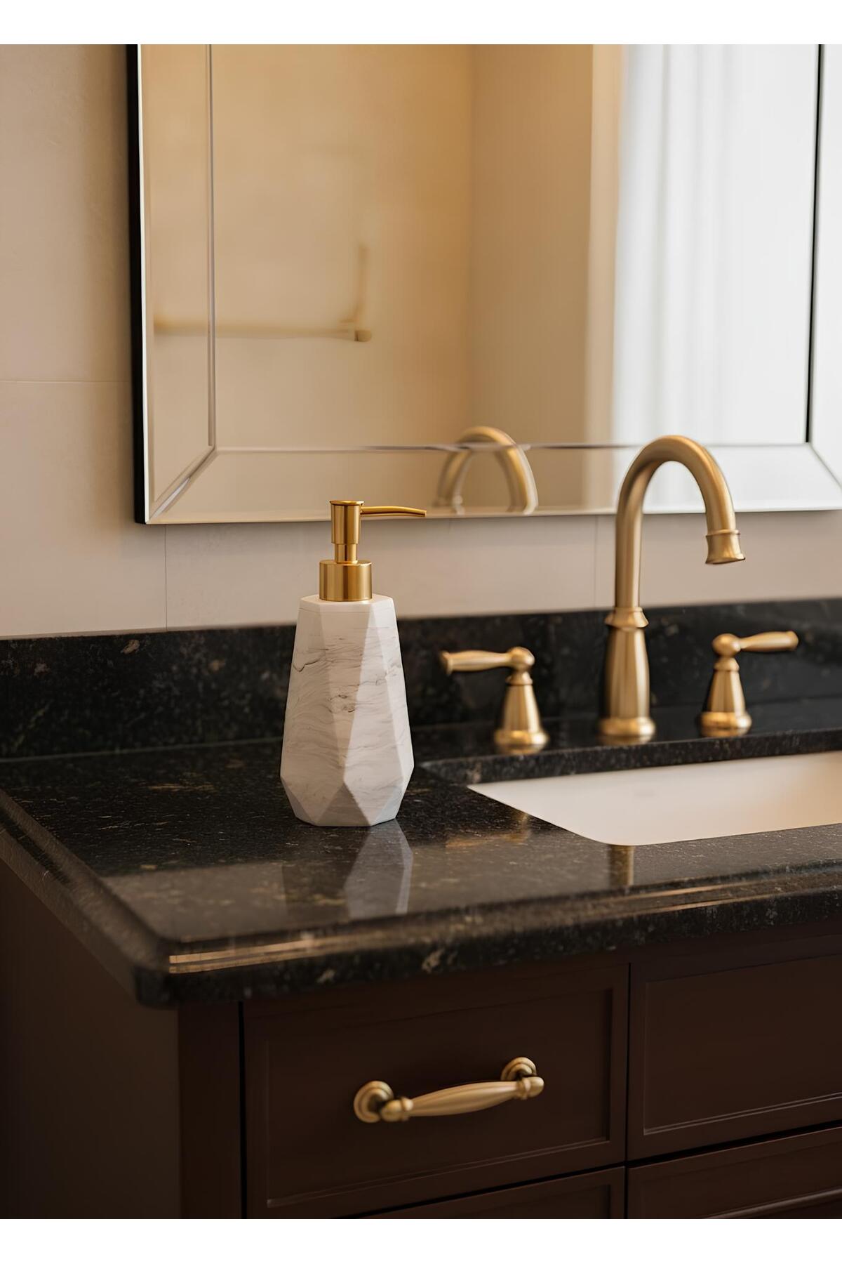 Elizovi Dozator De Săpun Lichid De Lux Cu Textura De Marmură | Accesoriu Modern Pentru Baie De 16 X 8,5 Cm - One Size