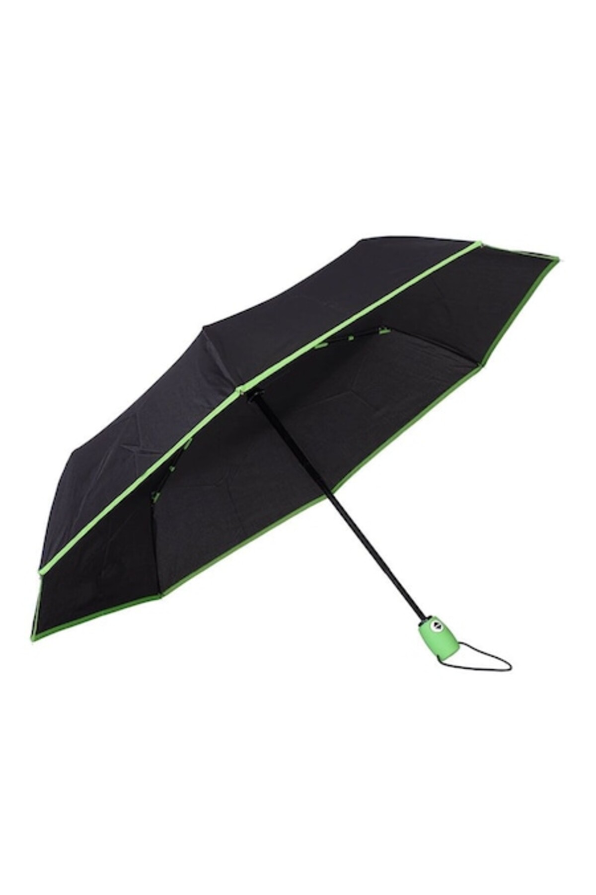 Umbrelă telescopică,55TR neagră cu margine verde