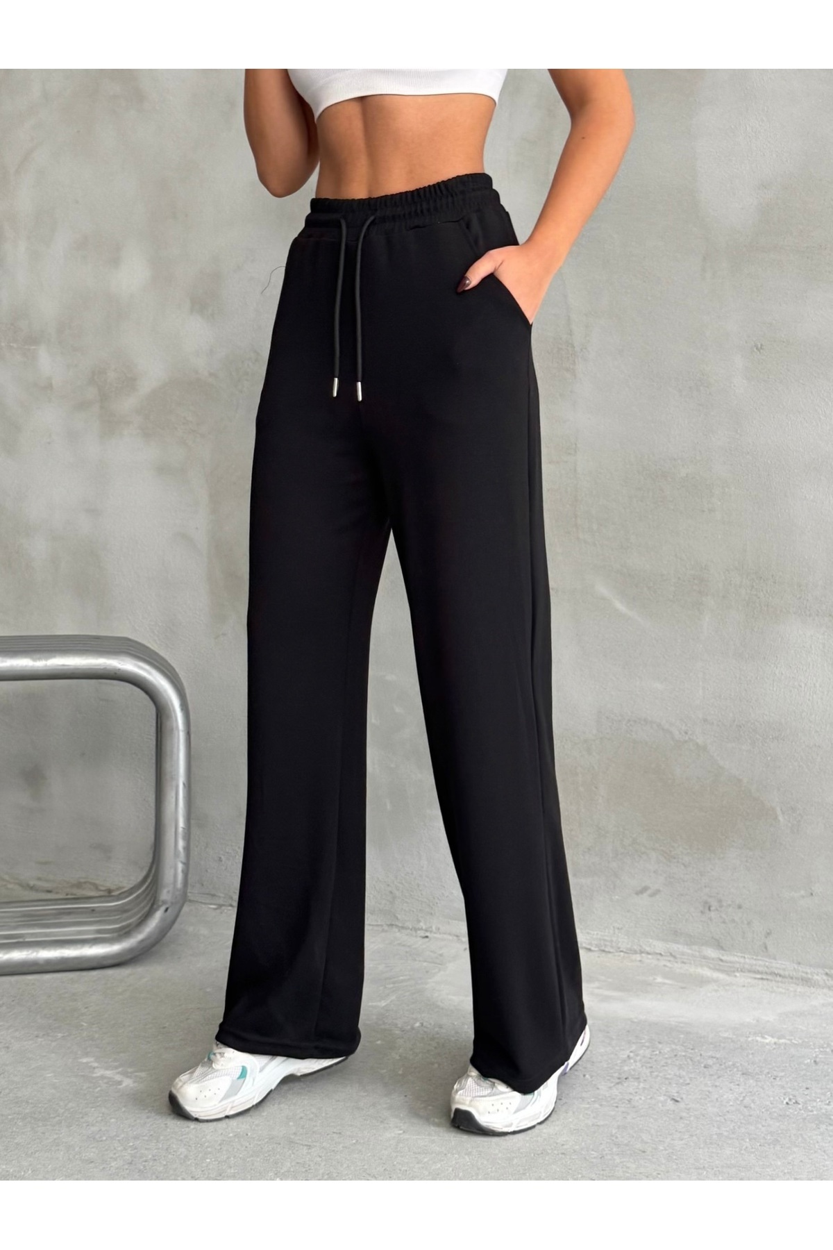 Nordmende  Kadın Modal Geniş Paça Yüksek Bel Eşofman Altı - Görsel 6