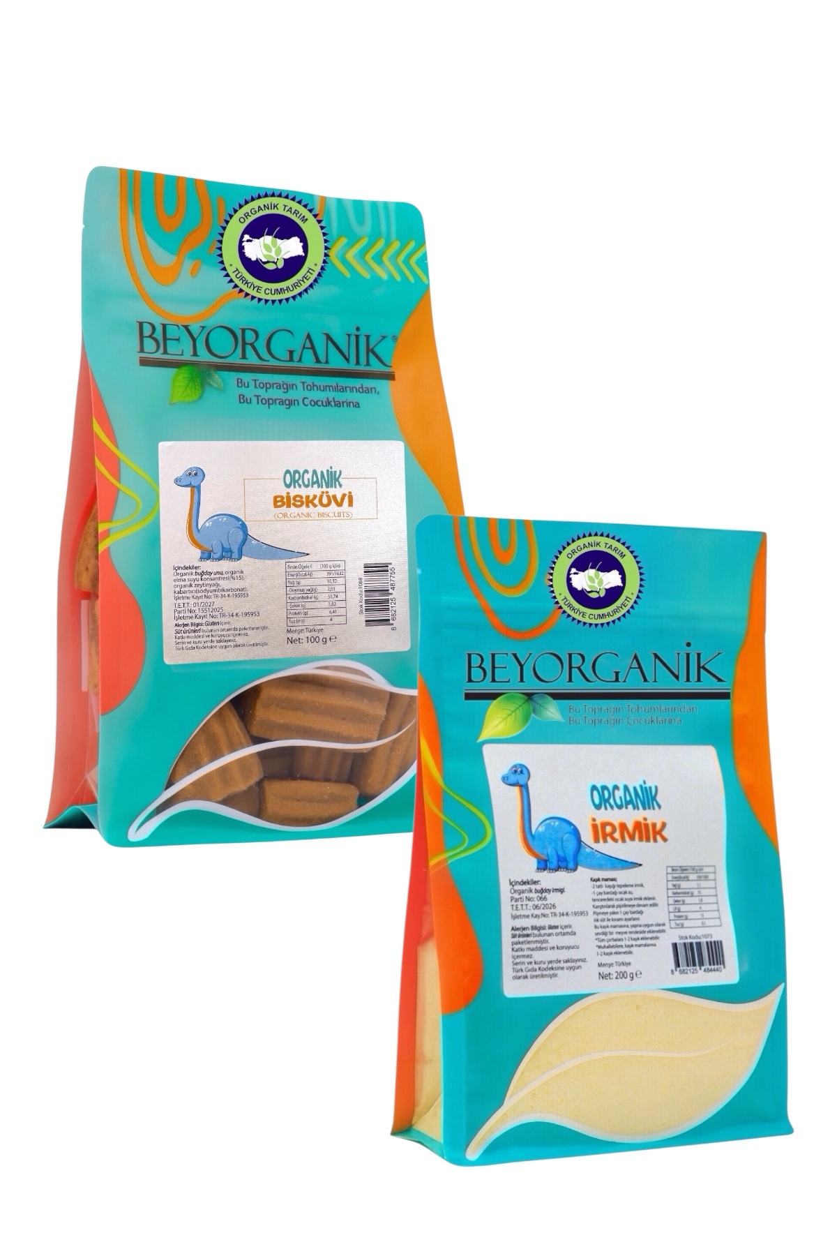 BEYORGANİK Organik Bebek Bisküvisi 100gr ve Organik İrmik 200gr seti 2'li fotoğrafı 2 (önizleme)
