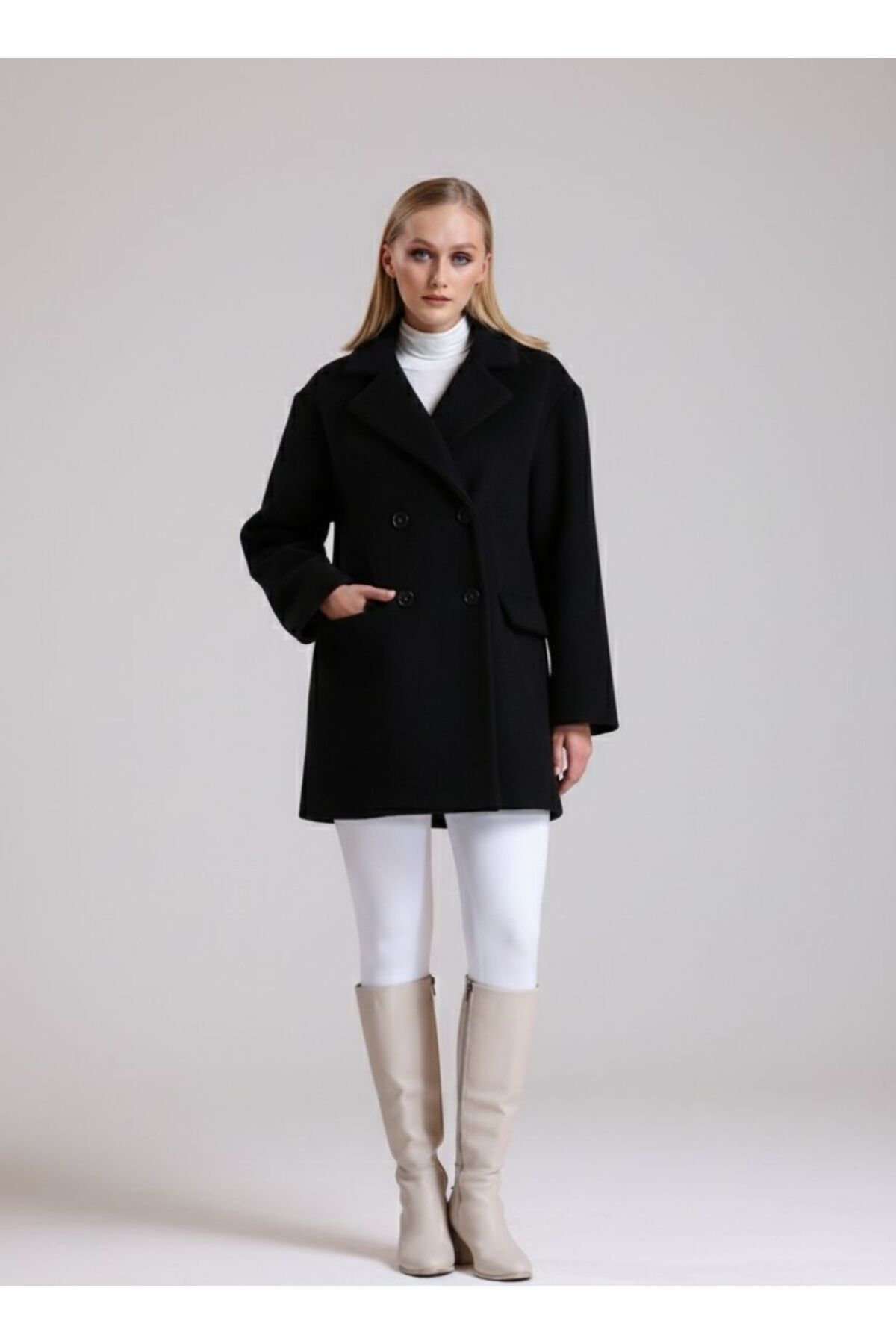 Textured Wrap Black Cachet Coat