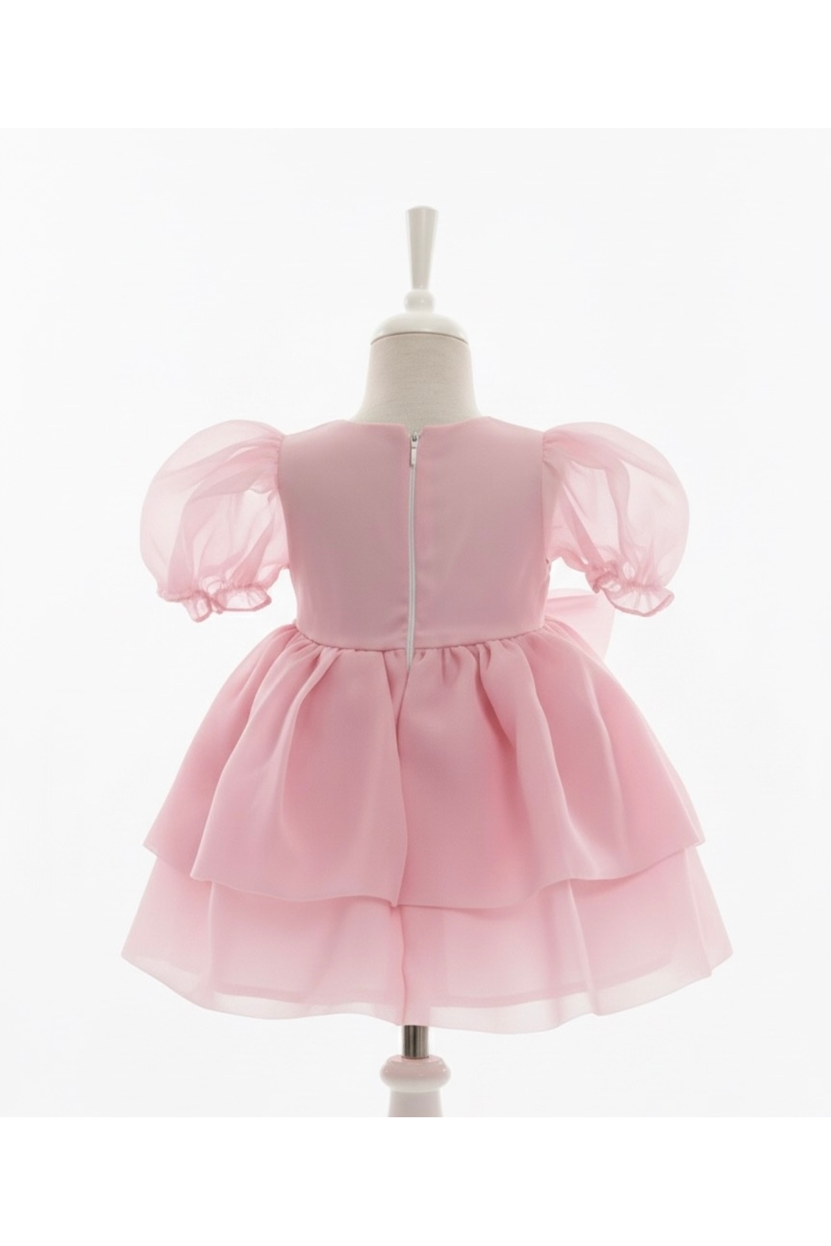 MİNİMONY Fiyonk Taşlı Kız Bebek Çocuk Abiye Elbise pembe 1601 fotoğrafı 3 (önizleme)