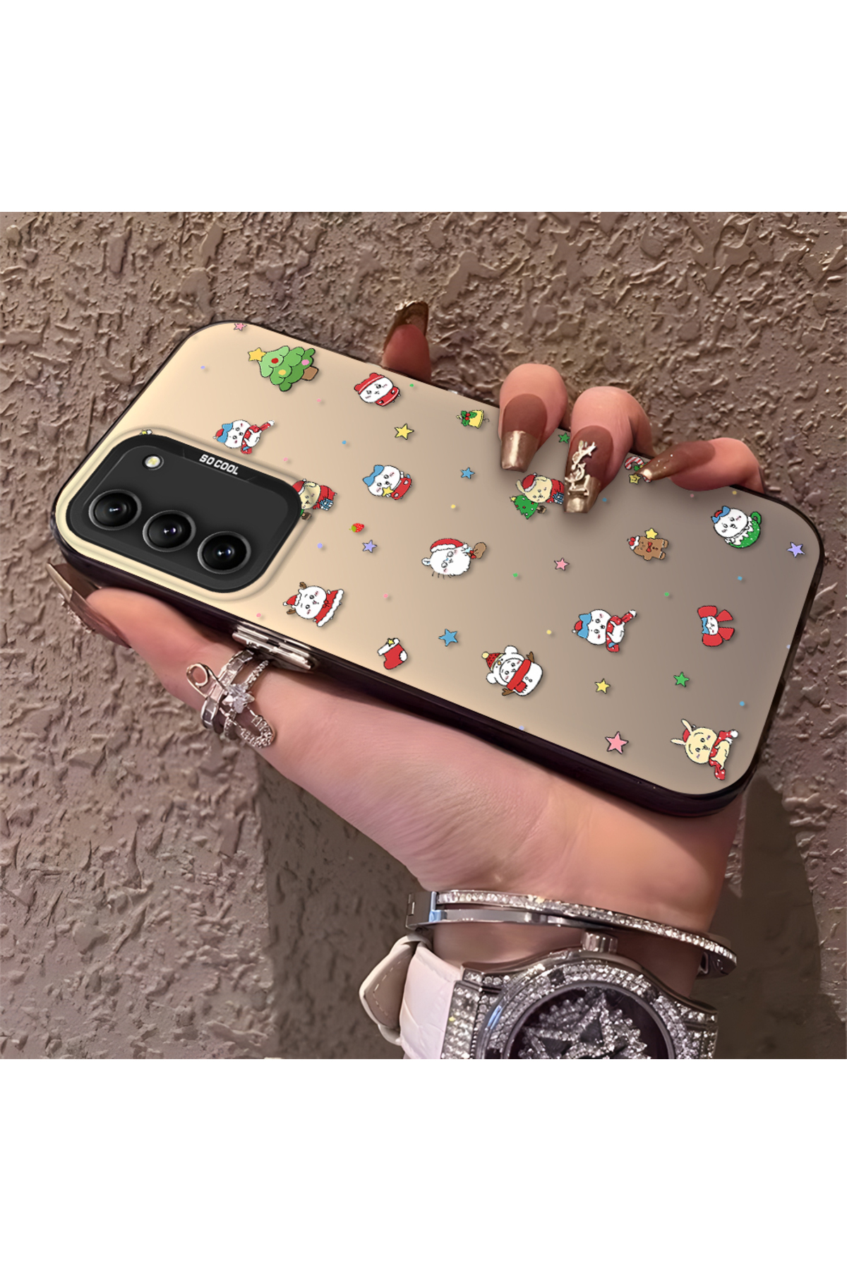 Samsung Galaxy S21 Fe 5G Compatible Santa Claus Patterned Silicone Anti Fall Case