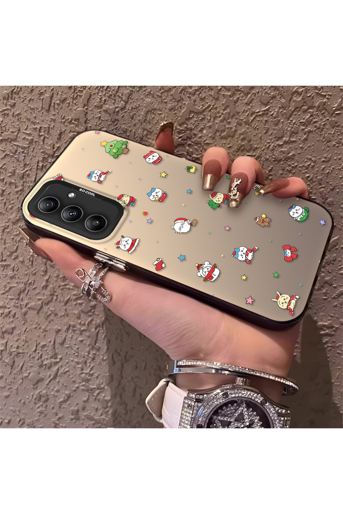 Samsung Galaxy A34 5G Compatible Santa Claus Patterned Silicone Anti Fall Case