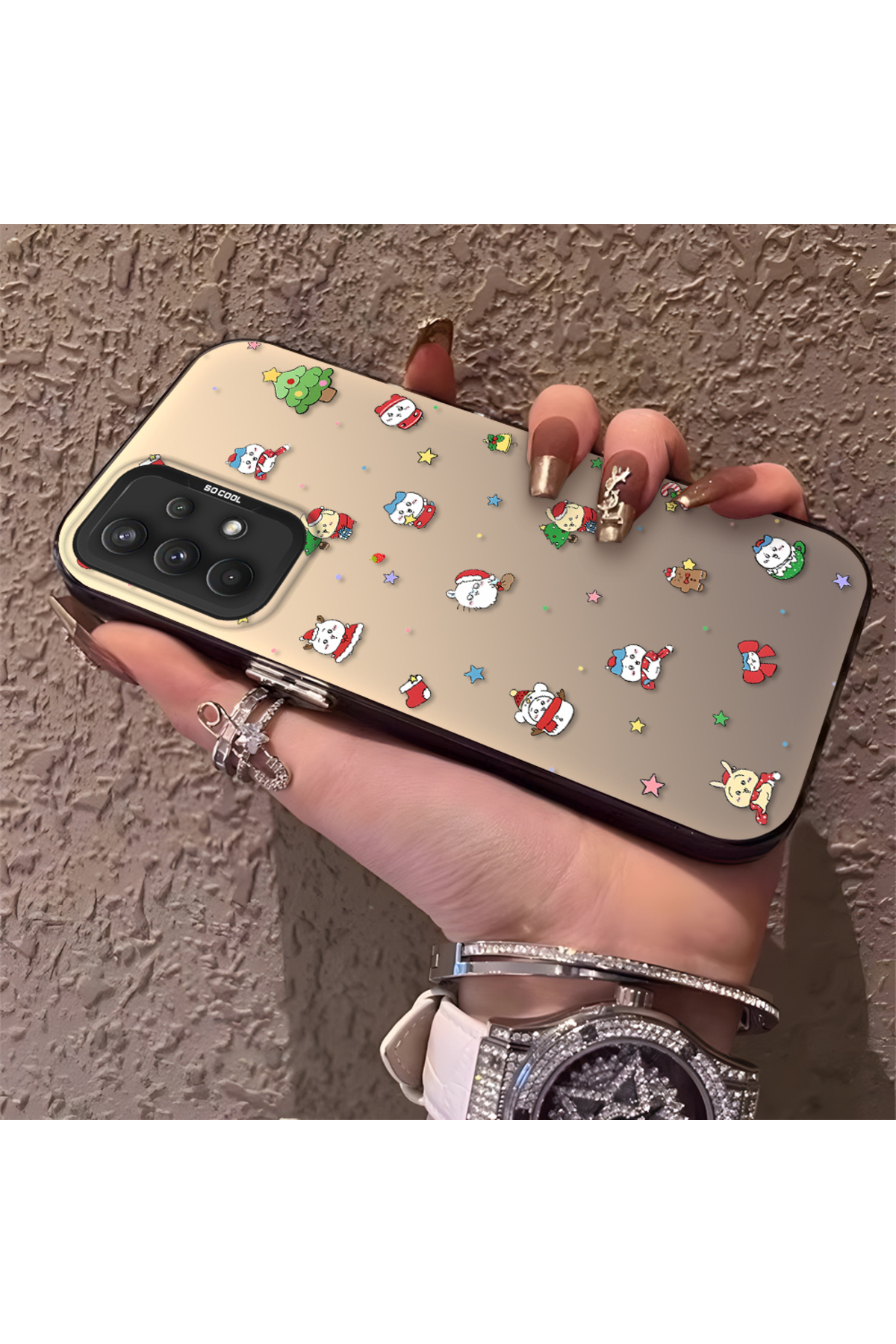 Samsung Galaxy A32 Compatible Santa Claus Patterned Silicone Anti Fall Case