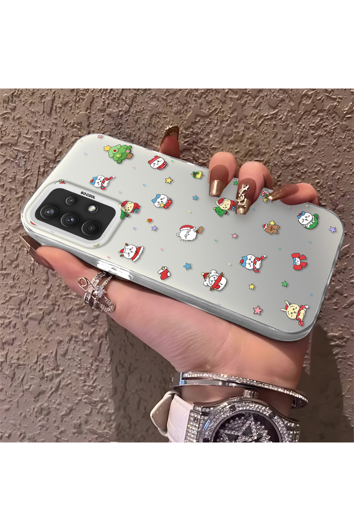 Samsung Galaxy A32 Compatible Santa Claus Patterned Silicone Anti Fall Case