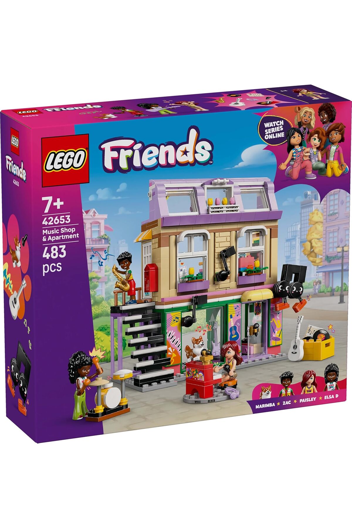 مجموعه ساختنی فروشگاه موسیقی و آپارتمان لگو فرندز به همراه ۳ مینیدول و یک سگ کورگی – ۴۲۶۵۳