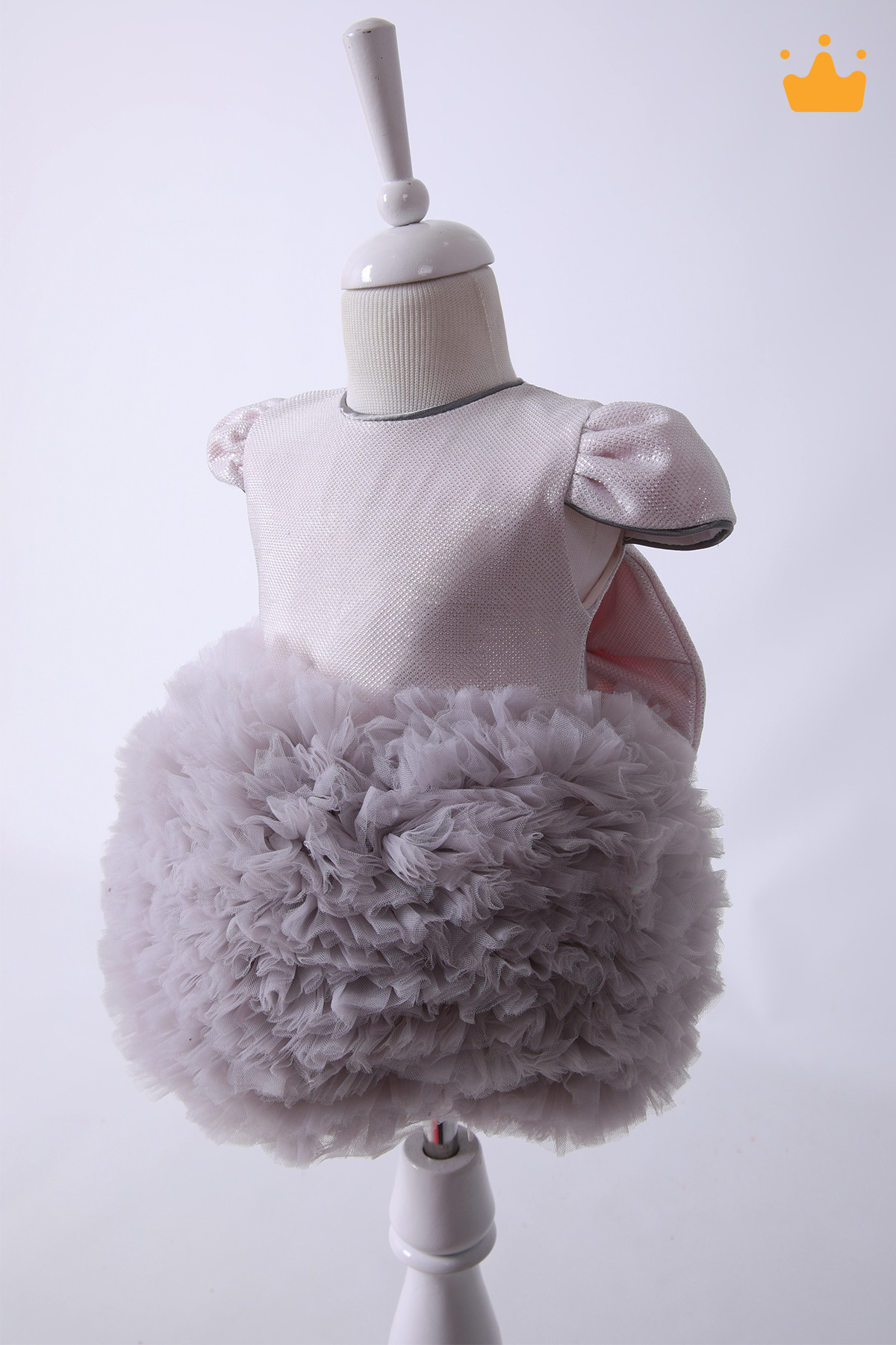 Babyhola 0-3 Yaş Doğum Günü Parti Konsept Tütü Pırıltılı Bebek Elbisesi Dokulu Açık Pembe Gri fotoğrafı 2 (önizleme)