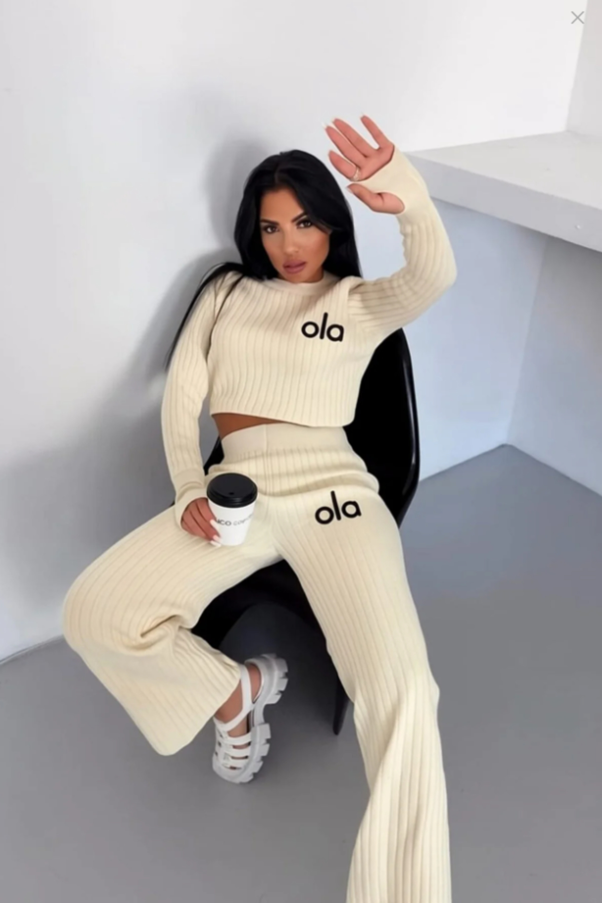 STORY ONLİNE Women's Sports Knitwear High Waist Two-Piece Set