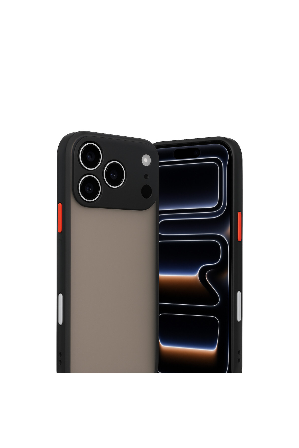iPhone 17 Pro İçin Uyumlu Buzlu Tasarım Renkli Tuş Mat Tasarım Sararmaz Kılıf