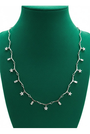 BB Shine Minimalist Baget Taş ve Zirkon Yıldız Sallantılı Kadın Kolyesi