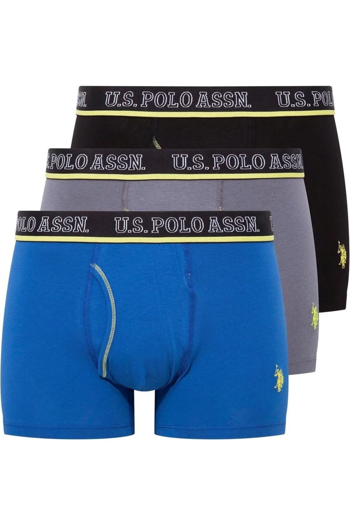 یو اس پولو بسته ۳ عددی شورت باکسر لایکرا مردانه با جزئیات جیبی